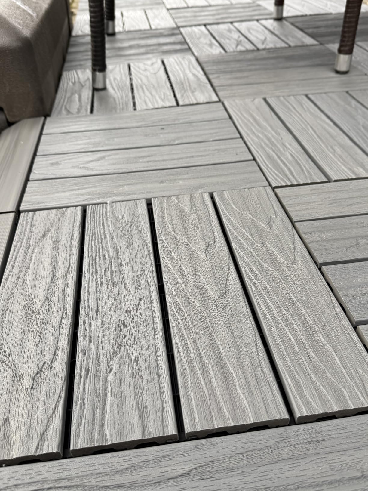 Composite WPC Decking Tiles-FSC Eco Friendly Outdoor Deck Tiles, All Weather Waterproof Patio Flooring Decking, Easy DIY Deck Tiles Ideal for Patios, Balconies, Rooftops (Star Gray) customer photo 1