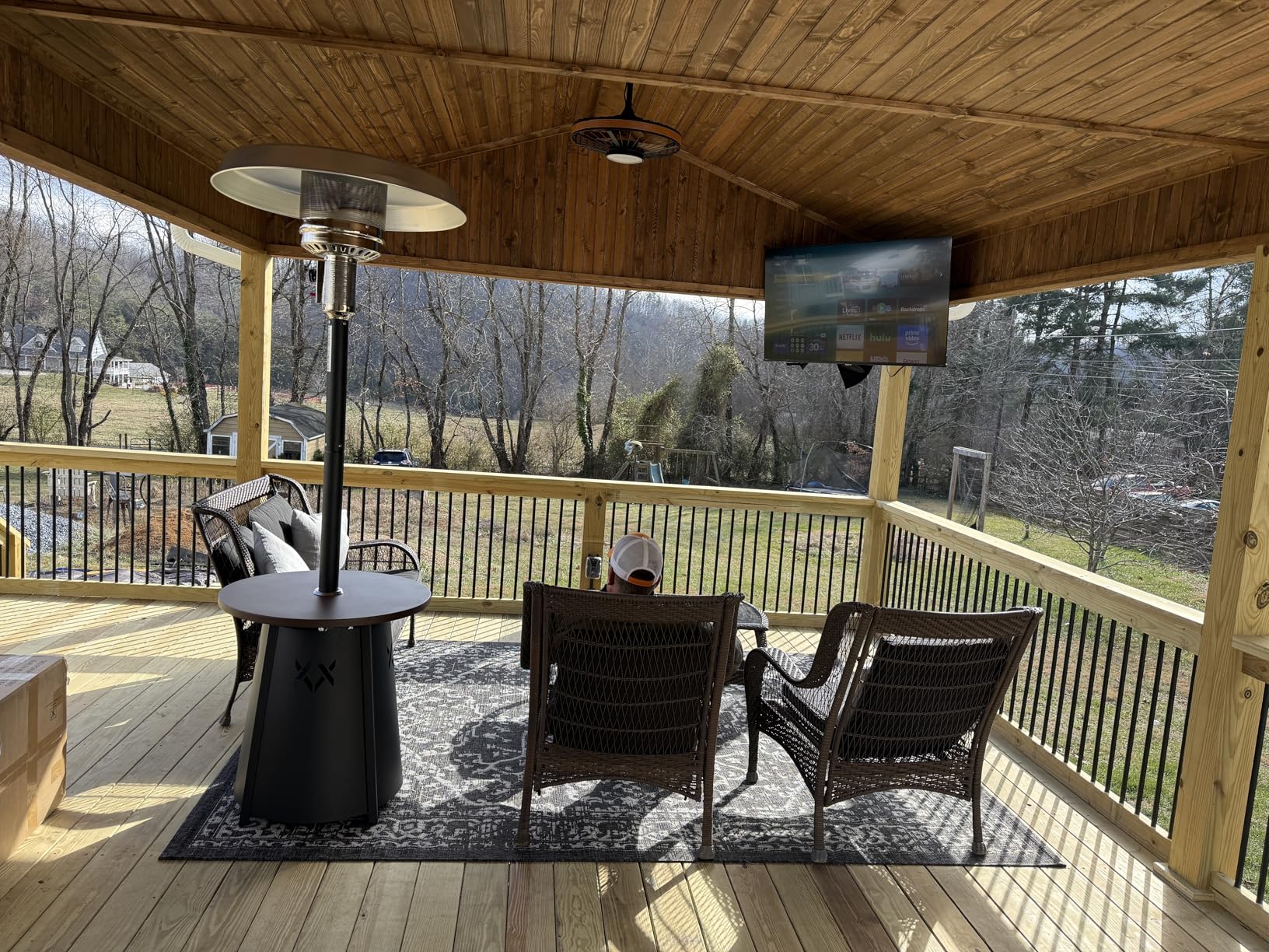 Pamapic Patio heater, 41,000 BTU Propane Outdoor Heater with Lockable Wheels, CSA Certificated Patio Heater with Cover for Patio, Backyard, Balcony (Ink) customer photo 1
