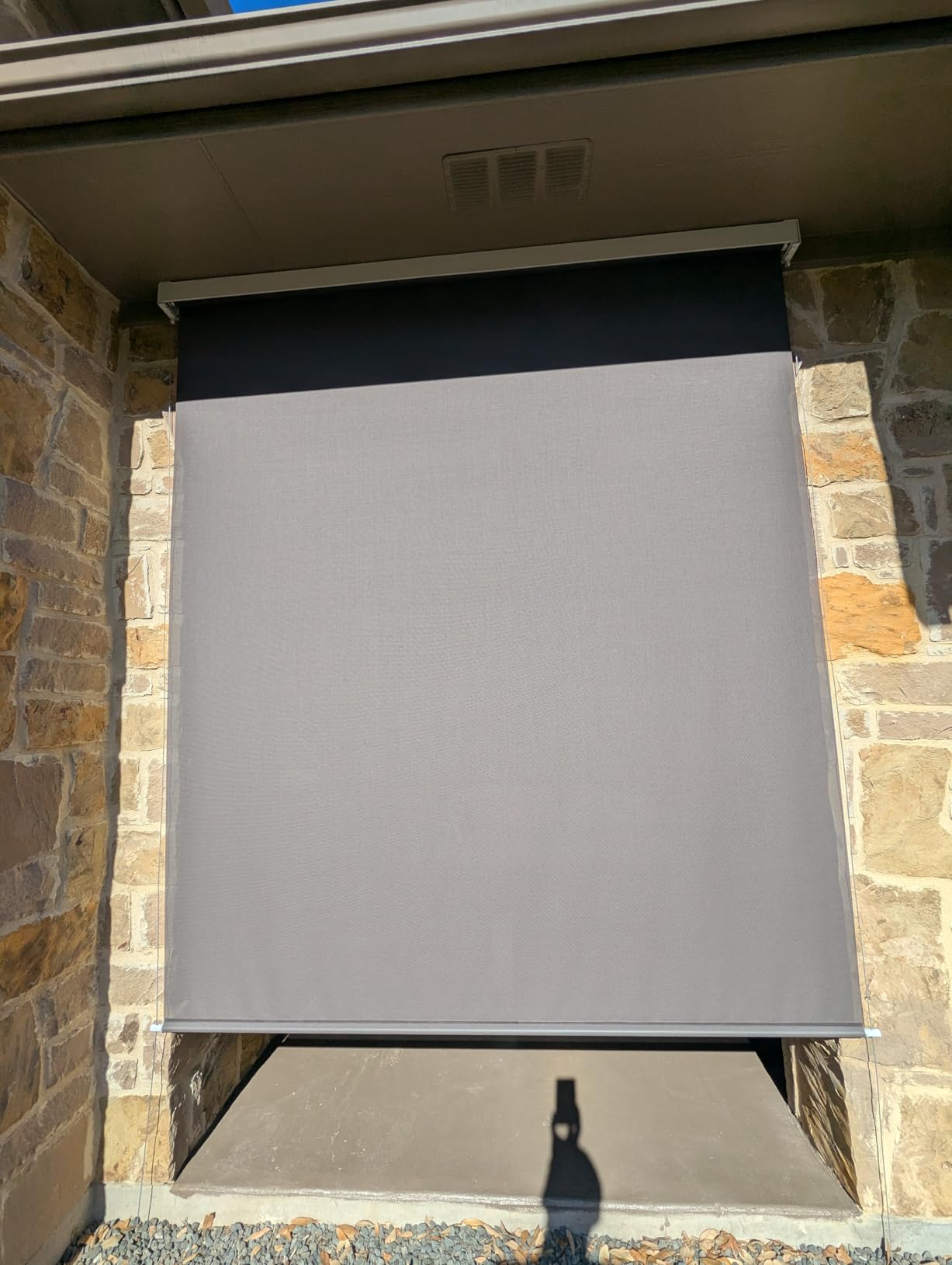 Yoolax Motorized Outdoor Shades Smart Retractable Patio Screens with App & Remote Control, Electric Blinds for Porch Patio Waterproof Roller Shades 7X8ft (5% Openness Alpine Rock) customer photo 1