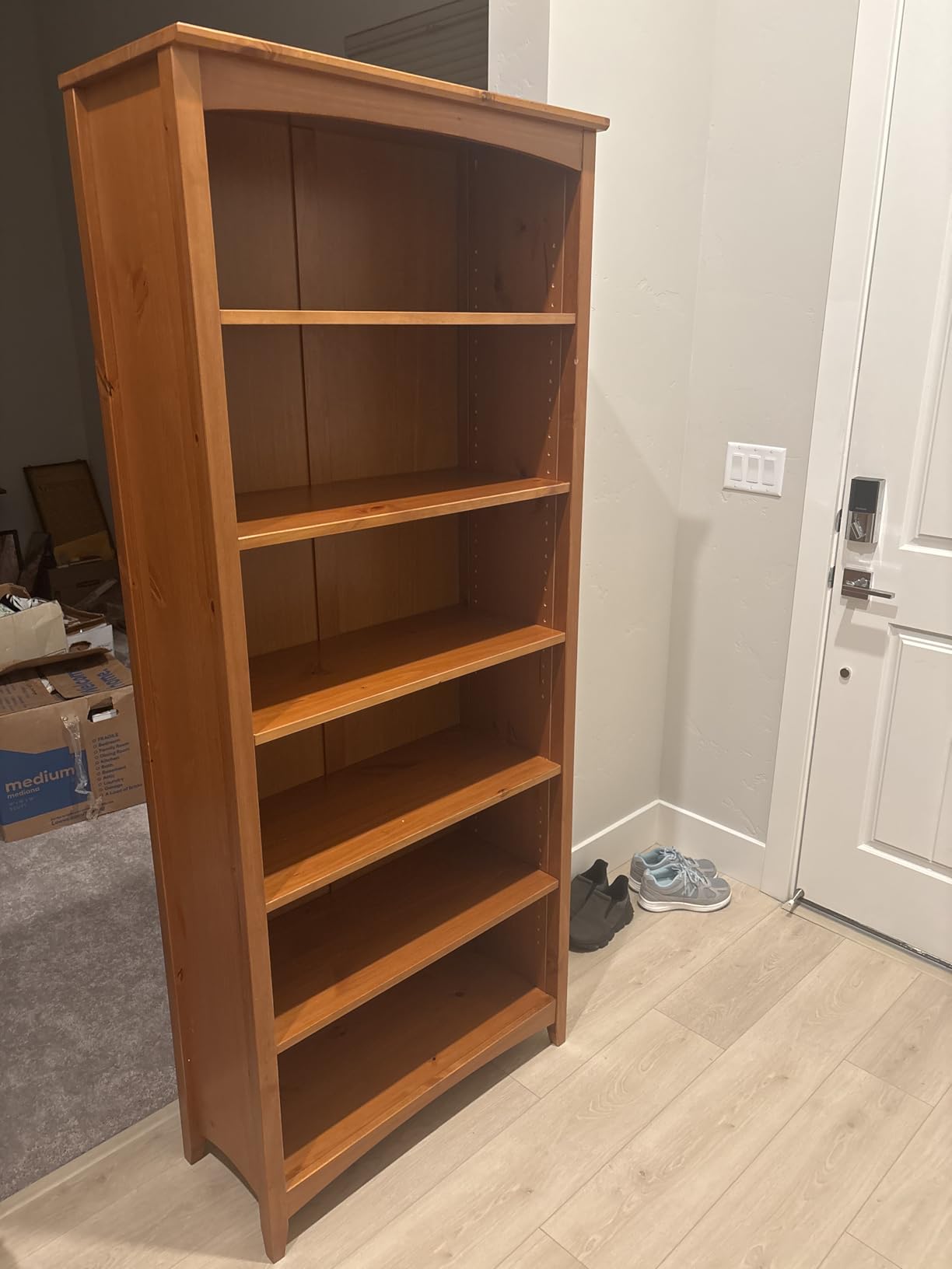 Camaflexi Shaker Style 6 Shelf Bookcase/Solid Wood / 72 inch Tall/Adjustable Shelving/Closed Back/Display Bookshelf for Living Room, Bedroom, Home and Office, Light Oak customer photo 1