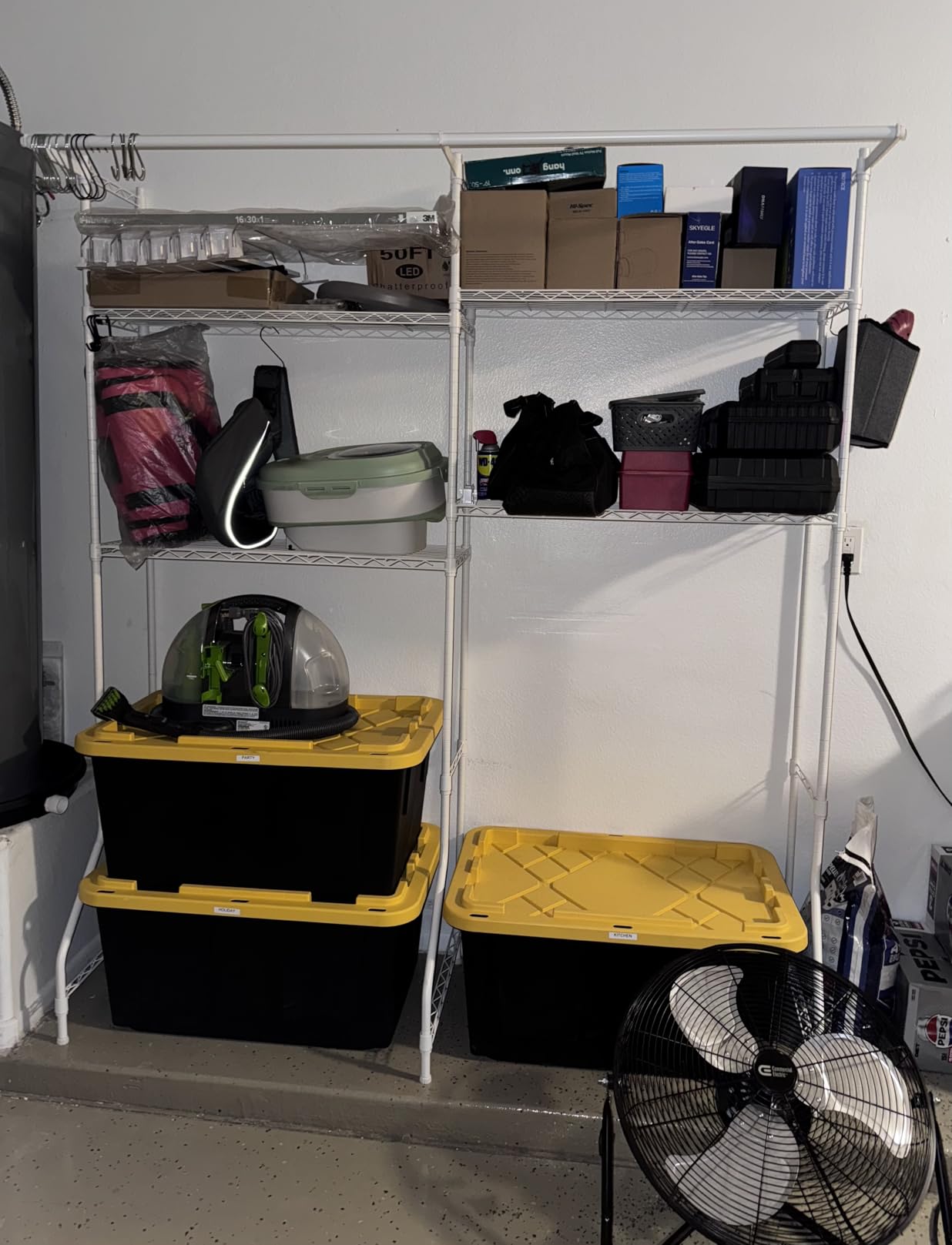 U14 Over Washer and Dryer Storage Shelves, 4 Tiers Laundry Room Storage and Organizer System, Space Saving Clothes Drying Rack with 2 Clothes Hanger Rods, 66.5