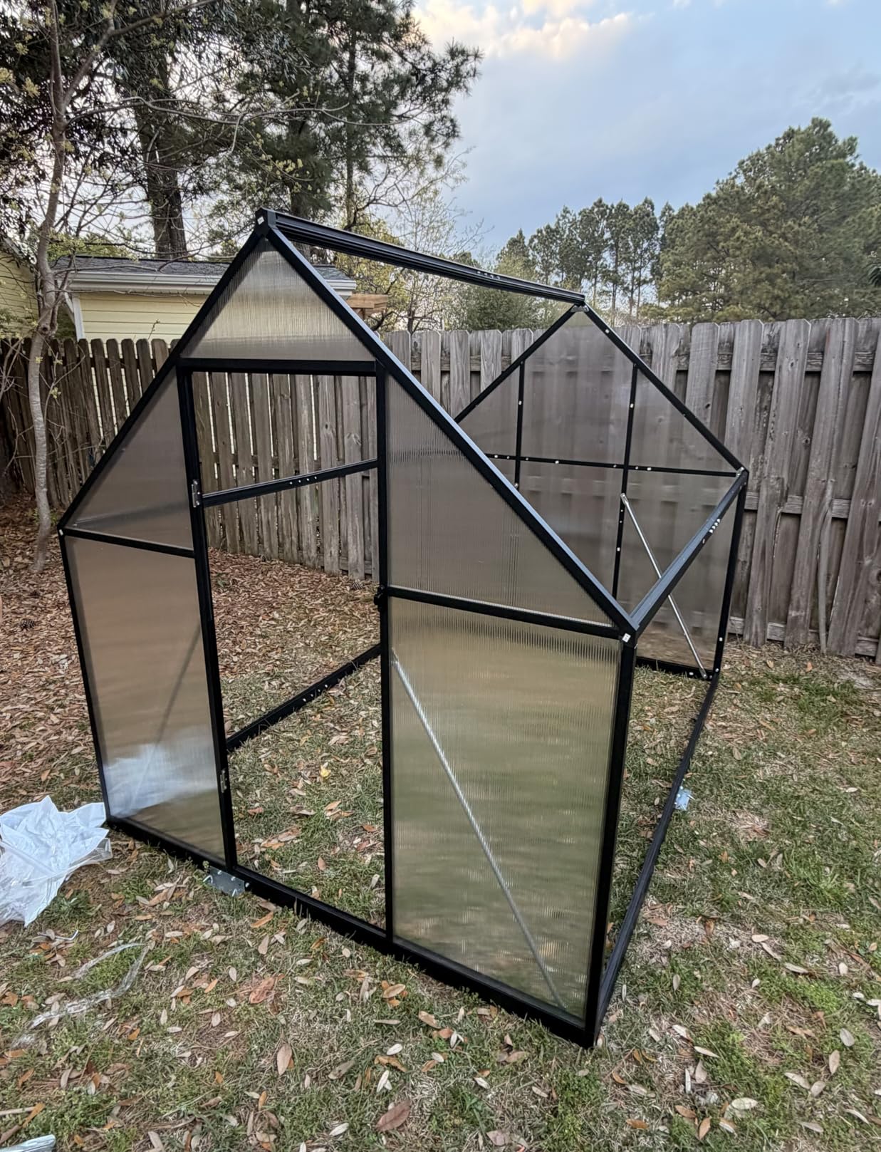 HOOYEAH 6 x 6 FT Polycarbonate Greenhouse for Outdoors, Heavy Duty Walk-in Greenhouses with Roof Air Vent, Aluminum Outdoor Green House Kit, Winter Garden House for Outside Backyard customer photo 1