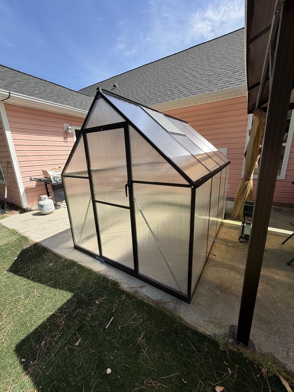 HOOYEAH 6 x 6 FT Polycarbonate Greenhouse for Outdoors, Heavy Duty Walk-in Greenhouses with Roof Air Vent, Aluminum Outdoor Green House Kit, Winter Garden House for Outside Backyard customer photo 2