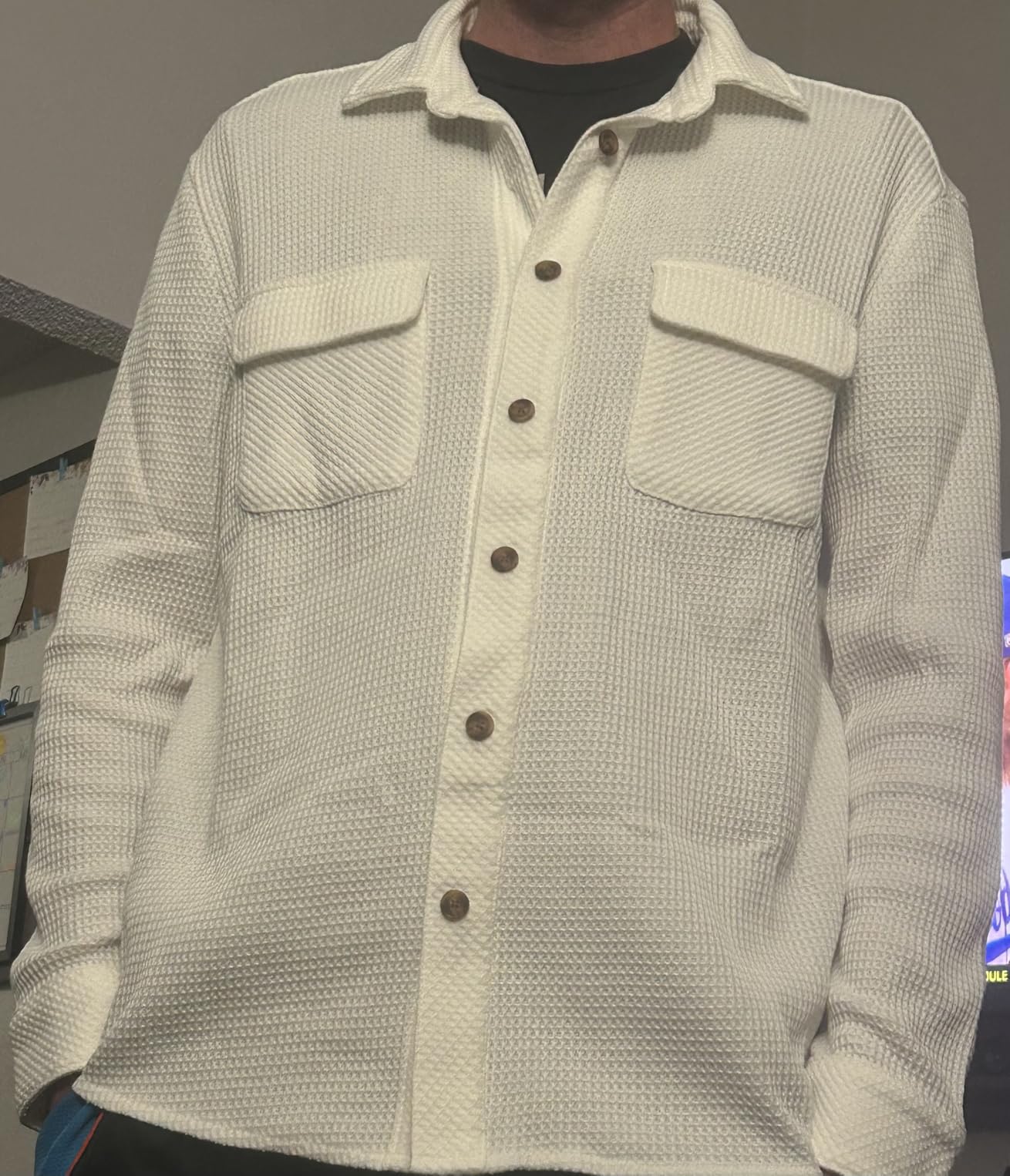 MagnaReady Mens Waffle Weave Casual Magnetic Button Down Shirt with Dual Oversized Pockets customer photo 2