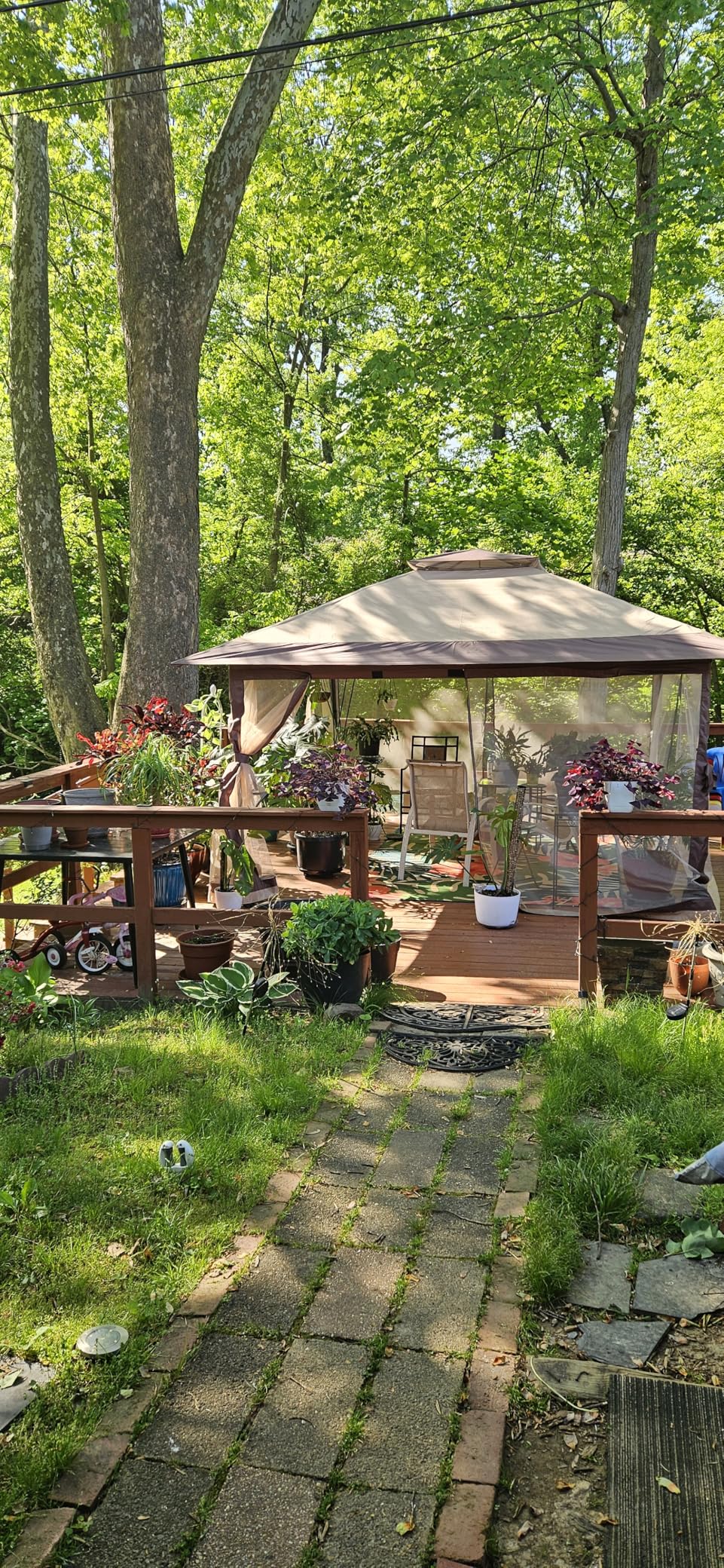 Canopy Tent 13x13 ft, Pop Up Gazebo One-Push Setup with 4 SandBags for Backyard Parties and BBQs, Mosquito Netting & Height Adjustable - Khaki & Coffee customer photo 2