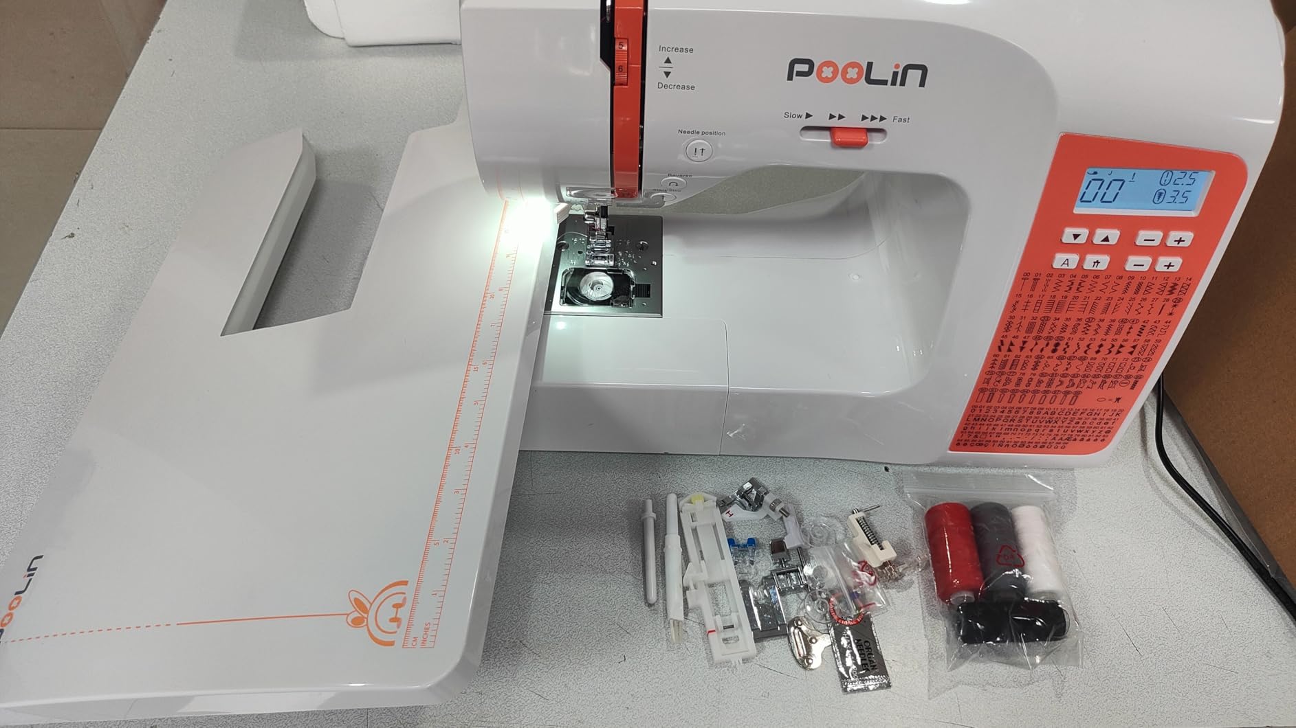 Poolin EOC02 Sewing Machine,Computerized Full Featured Machine Sewing with 200 Stitches,7 Feet,LCD Display,Wide Table,Sewing Machine for Beginners,(EOC2720) customer photo 2