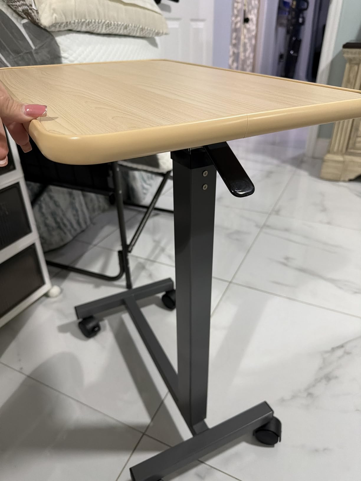 WOTURE Adjustable Overbed Table with Wheels customer photo 1