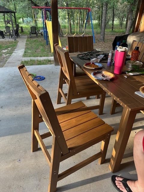 ZHUSI Patio Table and Chairs Set, Outdoor Table and Chairs,HDPE Outdoor Dining Set with Umbrella Hole for Backyard, Poolside customer photo 1