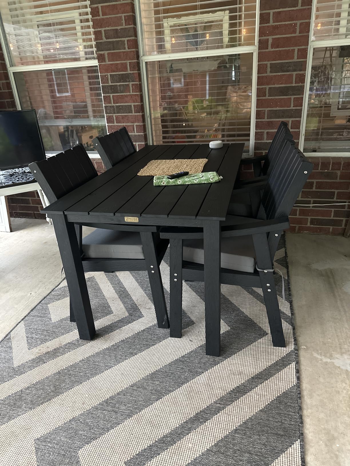 ZHUSI Patio Table and Chairs Set, Outdoor Table and Chairs,HDPE Outdoor Dining Set with Umbrella Hole for Backyard, Poolside customer photo 2