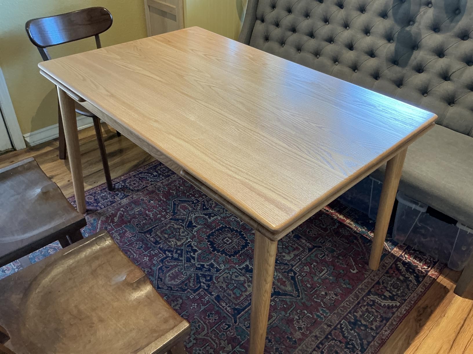49.21-76.77 Extendable Dining Room Table for 6-10 Person, 100% Solid Wood Oak Dinner Kitchen Table, Mid Century Modern Dining Table for Kitchen, Living Room, Apartment (Natural) customer photo 1