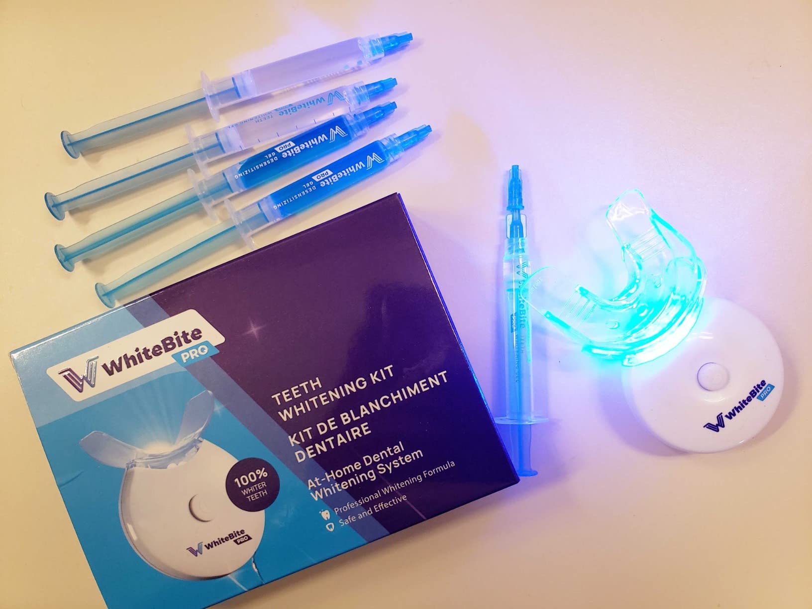 Whitebite Pro Teeth Whitening Kit for Sensitive Teeth | 4 Whitening Gels & 2 Remineralizing Gels | LED Light System for Fast Results | Professional Dental Grade | Enamel Safe customer photo 1