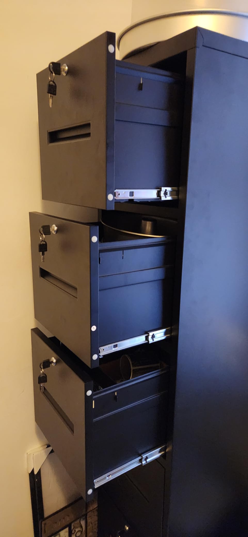 File Cabinet 4 Drawer with Lock, Vertical Filing Cabinets for Home Office, Metal Steel Storage Cabinet for Letter/Legal Size File, Assembly Required (Black) customer photo 2