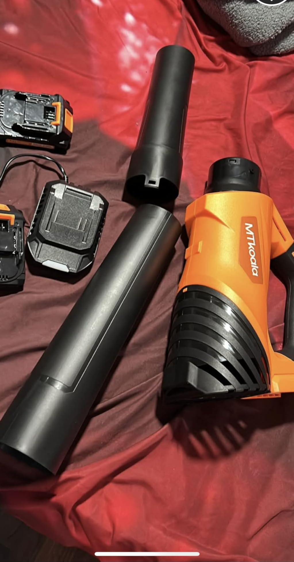 2026 Upgrade Leaf Blower, Leaf Blower Cordless with 2 * 2.6AH Batteries and Fast Charger, 450CFM & 150MPH and 2 Speed Mode, Lightweight Electric Leaf Blowers for Lawn, Yard, Leaves, Dust Care (Orange) customer photo 1