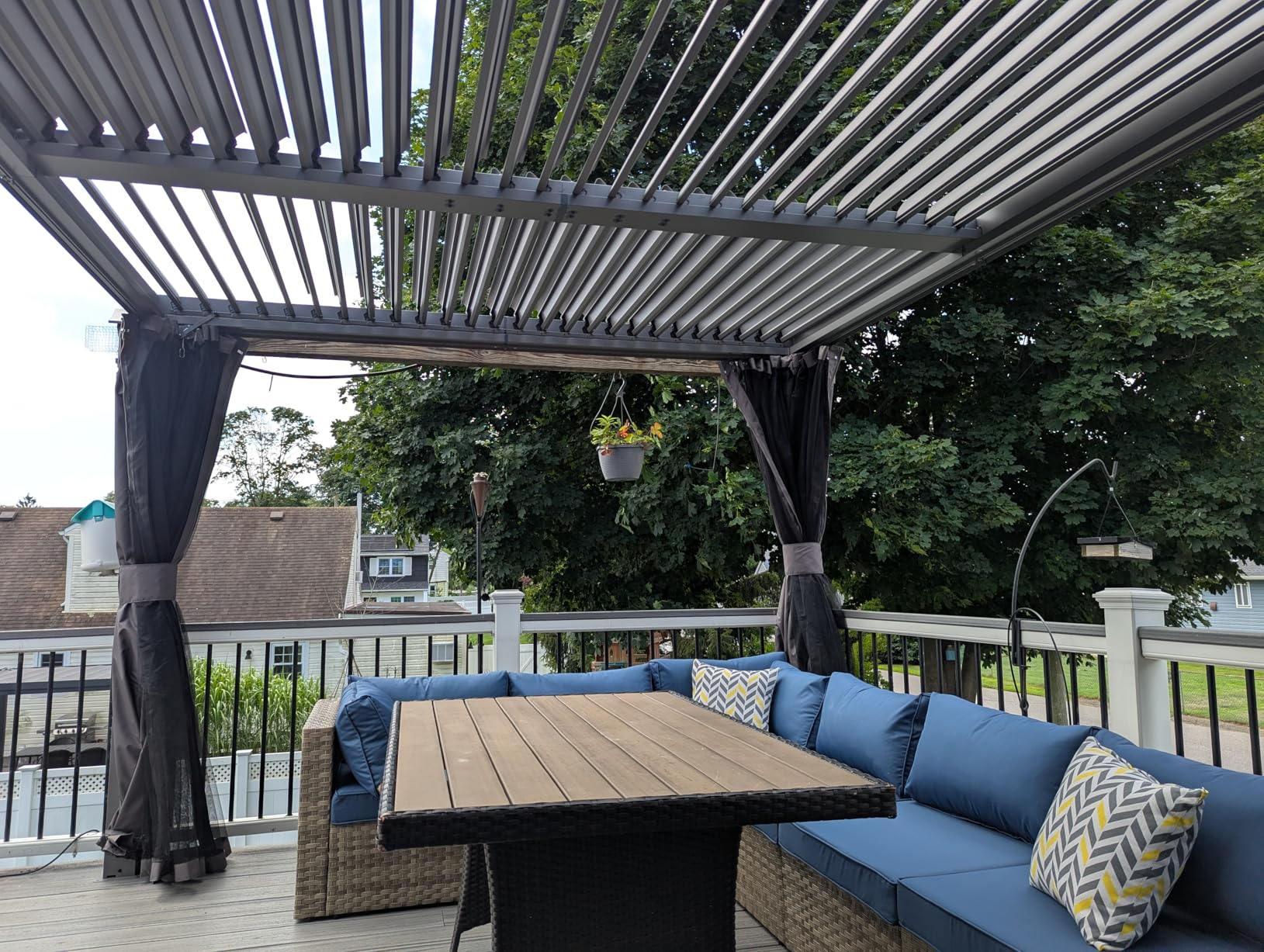 Domi 10x12FT Outdoor Louvered Pergola Full Aluminum Structure,Patio Pergola with Two Independently Adjustable Roof for Backyard, Sun Shade Gzebo with Gutter System for Garden Deck(Dark Gray) customer photo 2