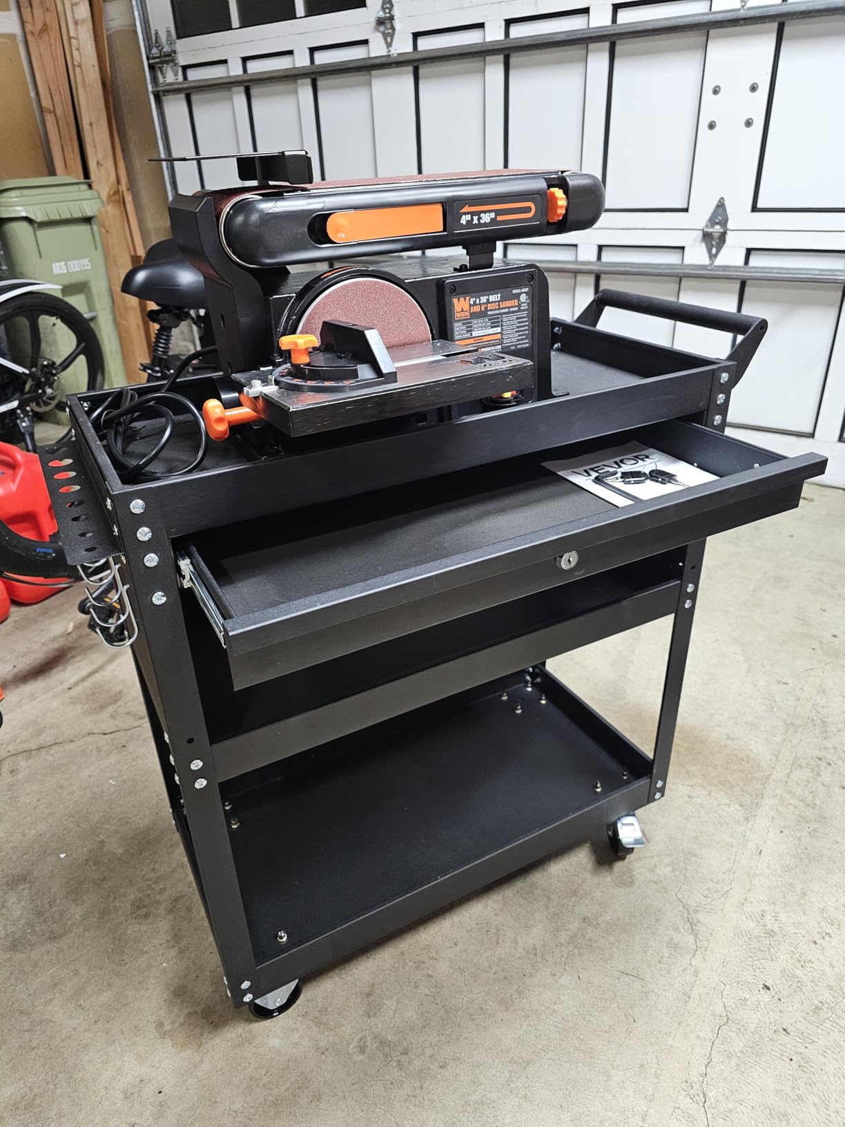VEVOR 5-Tier Tool Cart with Wheels, 400 lbs Load Capacity, Rolling Work Cart with 2 Drawers & Pegboard, Mechanic Tool Storage Organizer with Locking System for Garage, Warehouse and Repair Shop, Black customer photo 1
