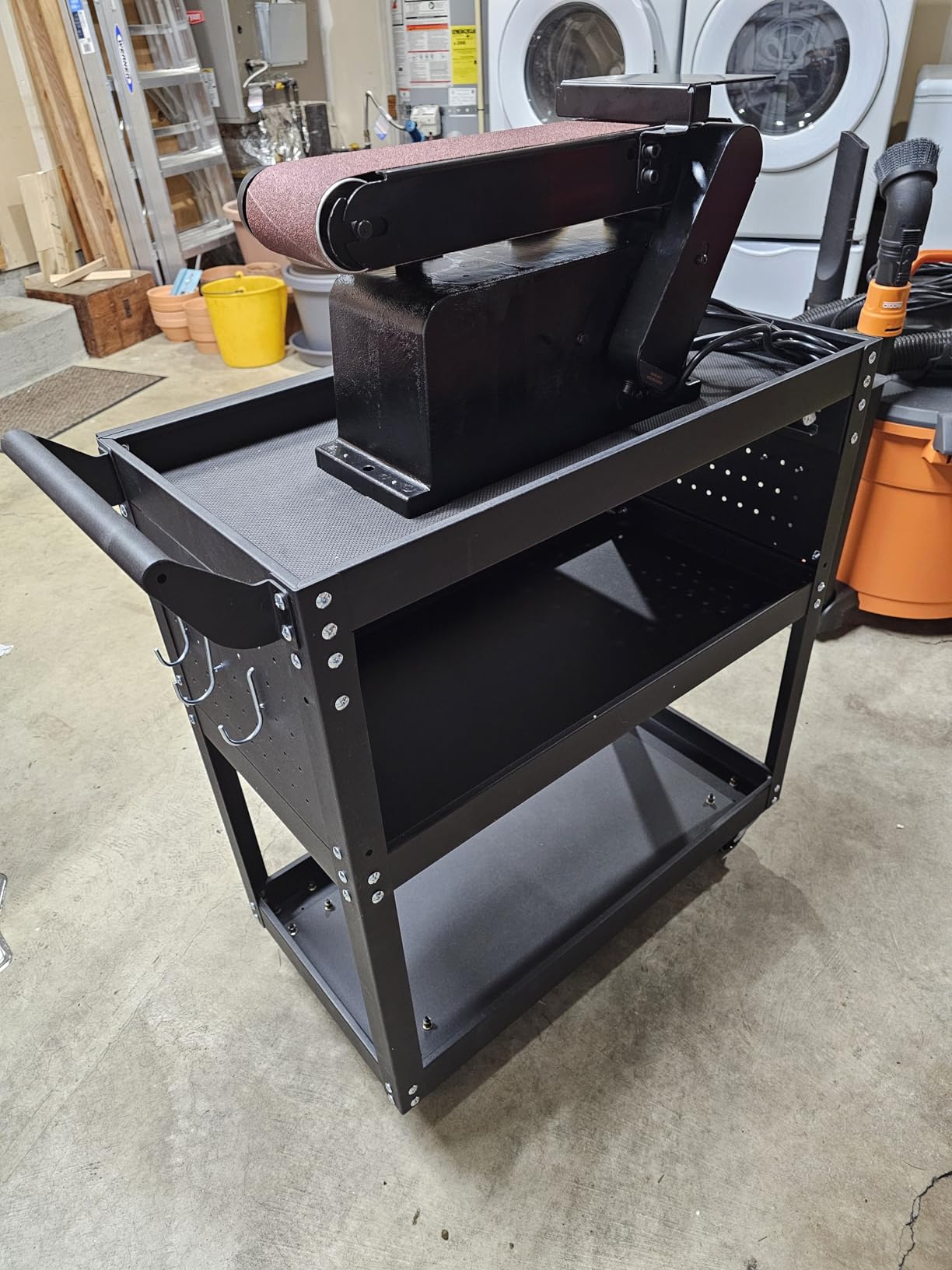 VEVOR 5-Tier Tool Cart with Wheels, 400 lbs Load Capacity, Rolling Work Cart with 2 Drawers & Pegboard, Mechanic Tool Storage Organizer with Locking System for Garage, Warehouse and Repair Shop, Black customer photo 2