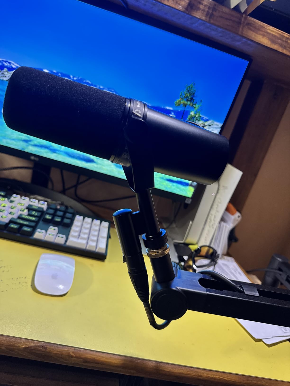 Low Profile Boom Arm (Design for Heavy Mic) 6.6lbs Load Capacity, Stable Gear Lock Structure Never Sags, Metal Microphone Stand Desk Mount for Shure SM7B MV7+, Blue Yeti,Rode PodMic customer photo 2