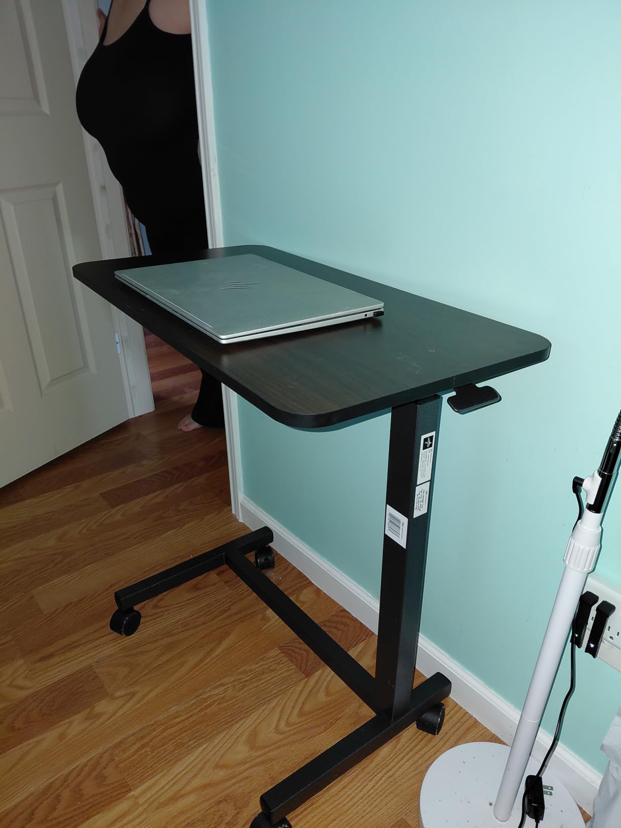 Adjustable Overbed Table on Wheels - H-Base Rolling Bedside Table customer photo 1