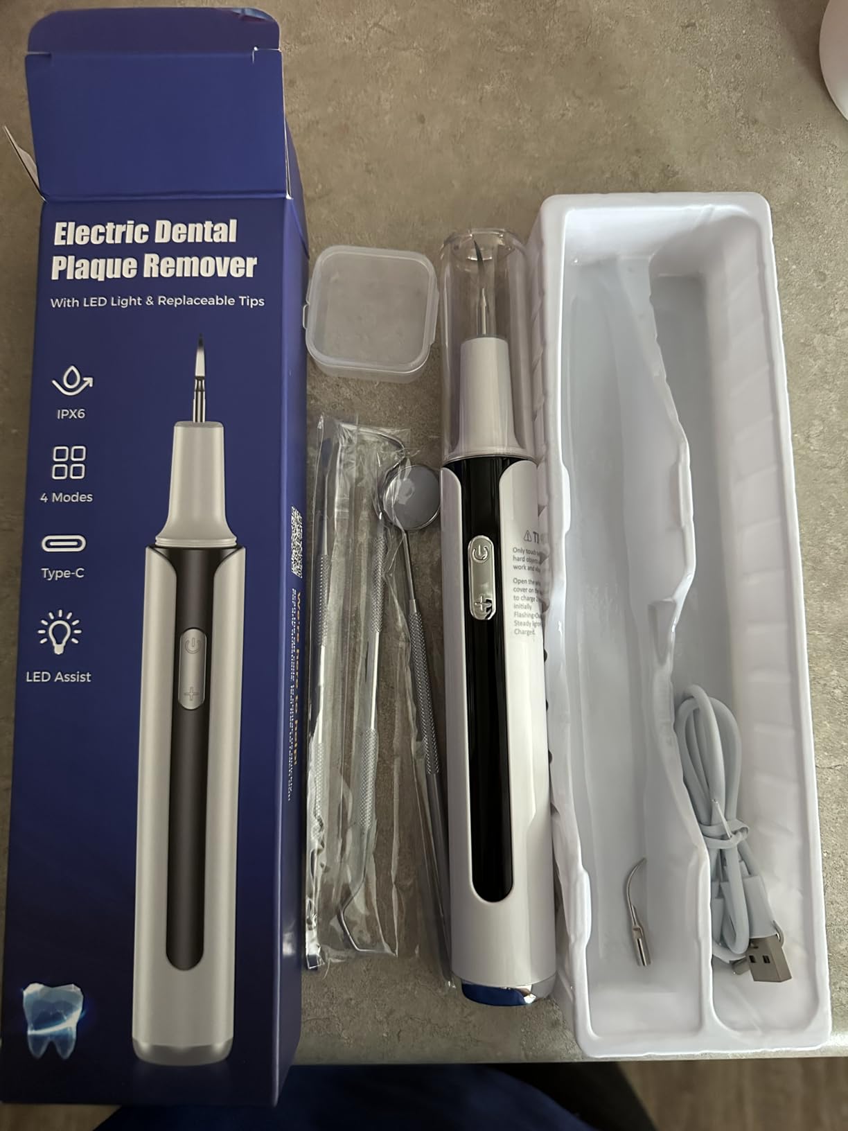 Plaque Remover for Teeth, 4-Mode Electric Tartar Remover with LED Light, Rechargeable Teeth Cleaning Kit, Dental Tools Set with 3 Replaceable Heads customer photo 2