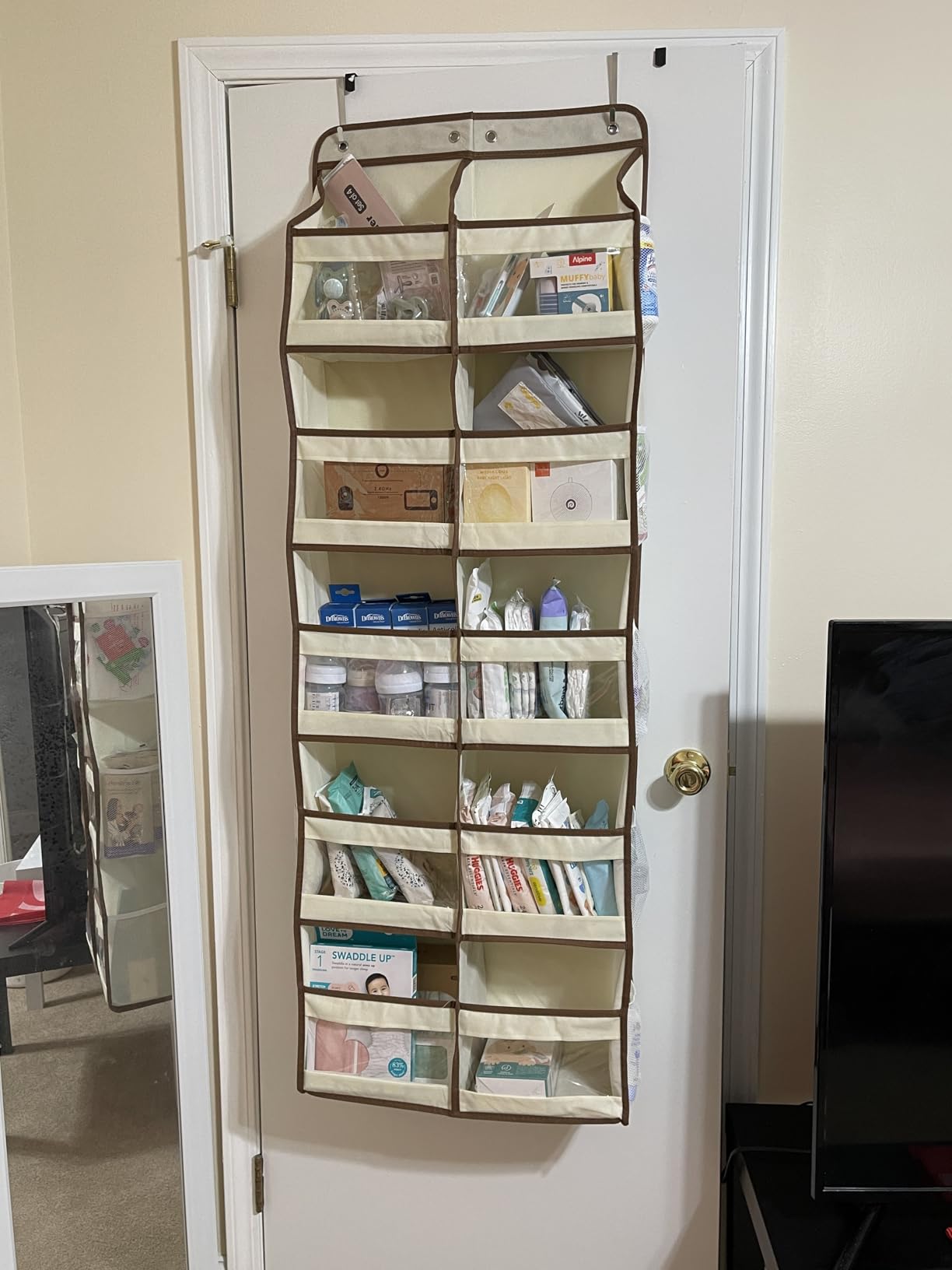 Yecaye 5-Tier Over The Door Organizer Dual-Column, 80lbs Load Extra Large Over The Door Storage of 10 Compartments, Heavy Duty Door Organizer Hanging for Bedroom Closet Dorm Bathroom Pantry, Gray customer photo 1