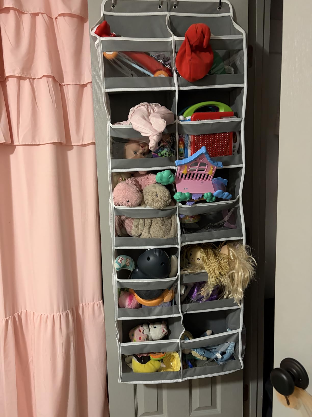 Yecaye 5-Tier Over The Door Organizer Dual-Column, 80lbs Load Extra Large Over The Door Storage of 10 Compartments, Heavy Duty Door Organizer Hanging for Bedroom Closet Dorm Bathroom Pantry, Gray customer photo 2