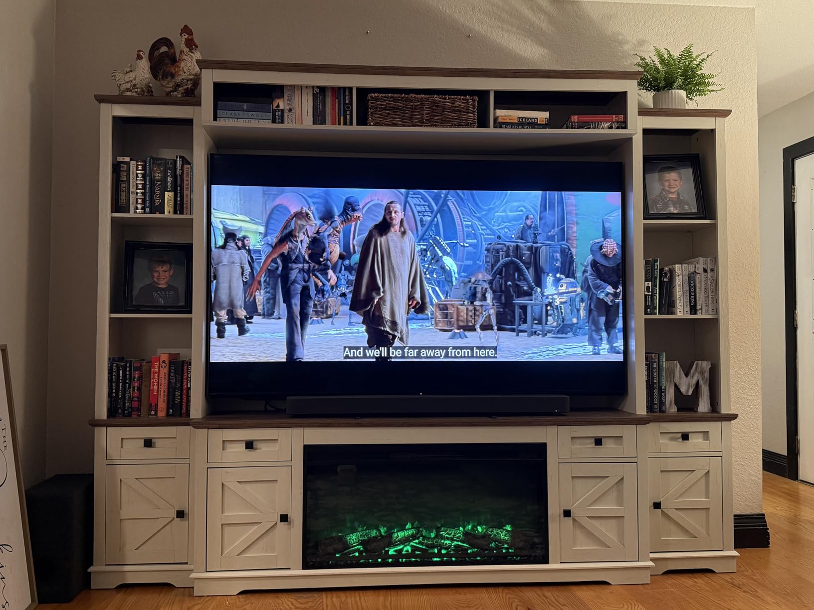AMERLIFE 98in Farmhouse Entertainment Center with 36