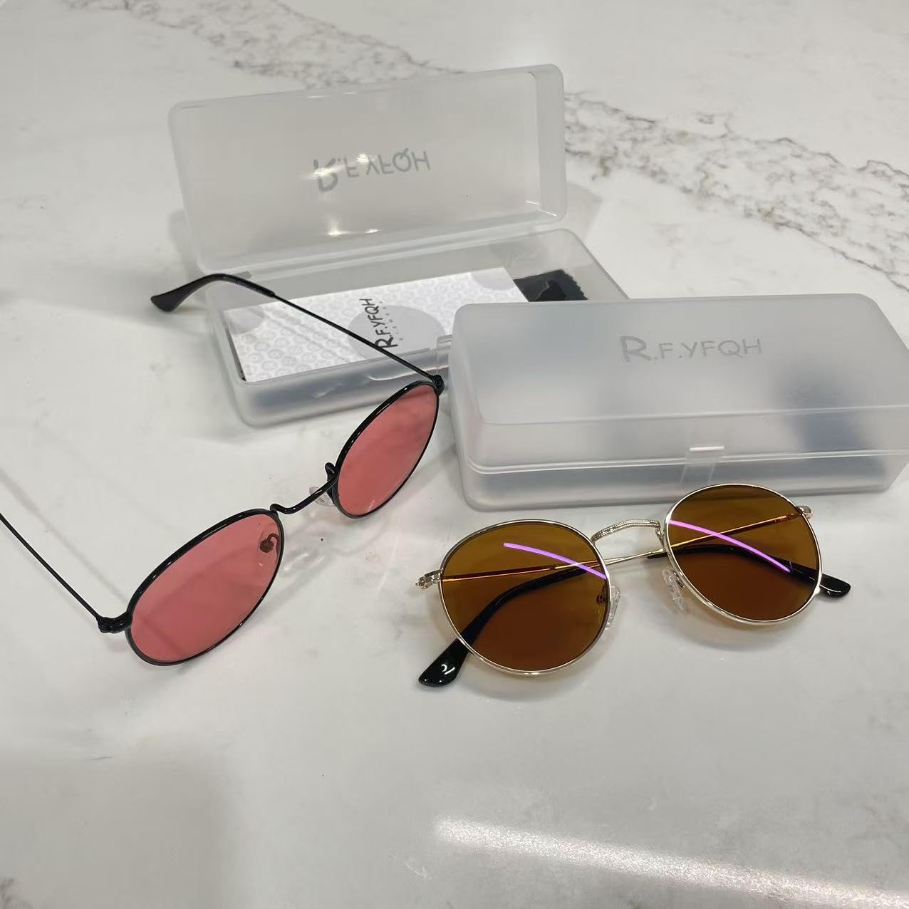 Fluorescent-41 Pink Tinted Blue Light Blocking Glasses for Migraine, Light Sensitivity, Photophobia JF5002 customer photo 1