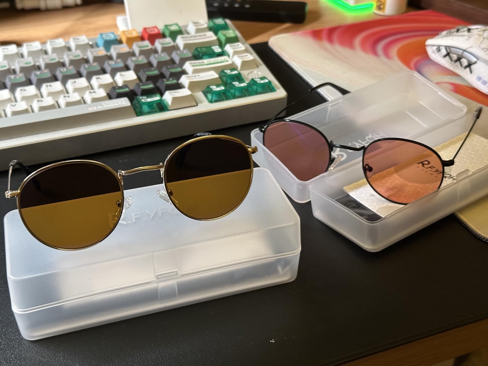 Fluorescent-41 Pink Tinted Blue Light Blocking Glasses for Migraine, Light Sensitivity, Photophobia JF5002 customer photo 2