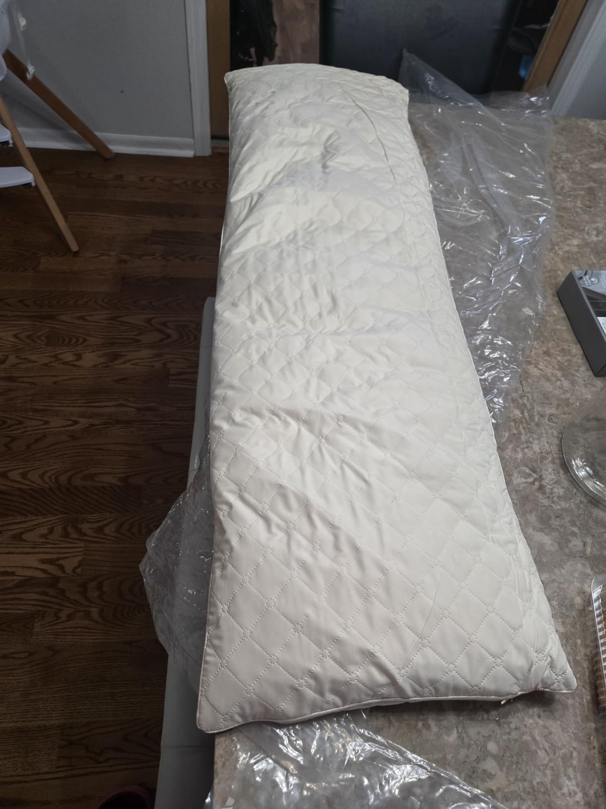 YZ HOME Long Body Pillow for Adults - Firm Body Pillow Insert with Shredded White Memory Foam, Adjustable Height, Soft Support for Side Sleeping, Pregnant Women, Washable (White, 20x54 Inch) customer photo 1