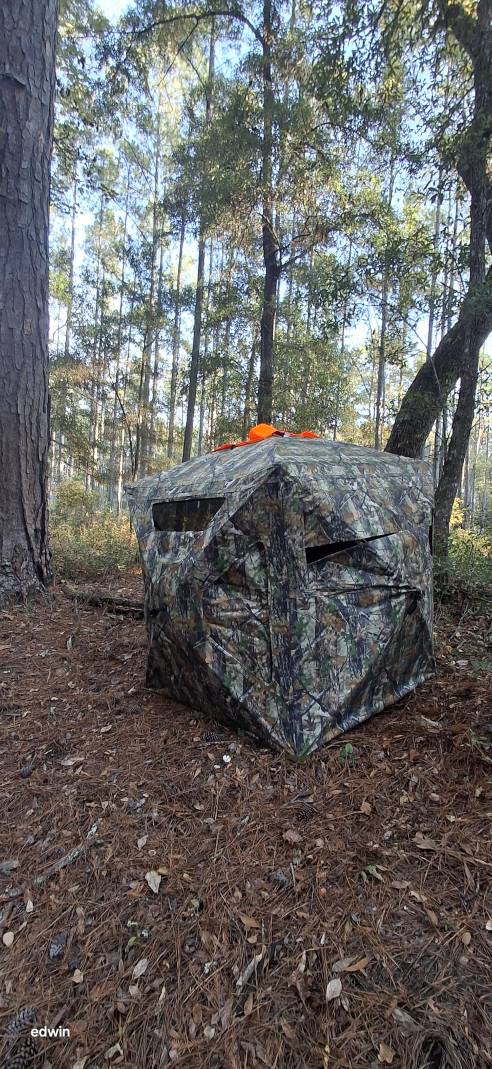TIDEWE Hunting Blind 270°Full See Through with Windproof Curtain, Silent Magnetic Door & Sliding Windows, 2-3 Person Pop Up Ground Blind with Carrying Bag, 300D Portable Tent customer photo 2
