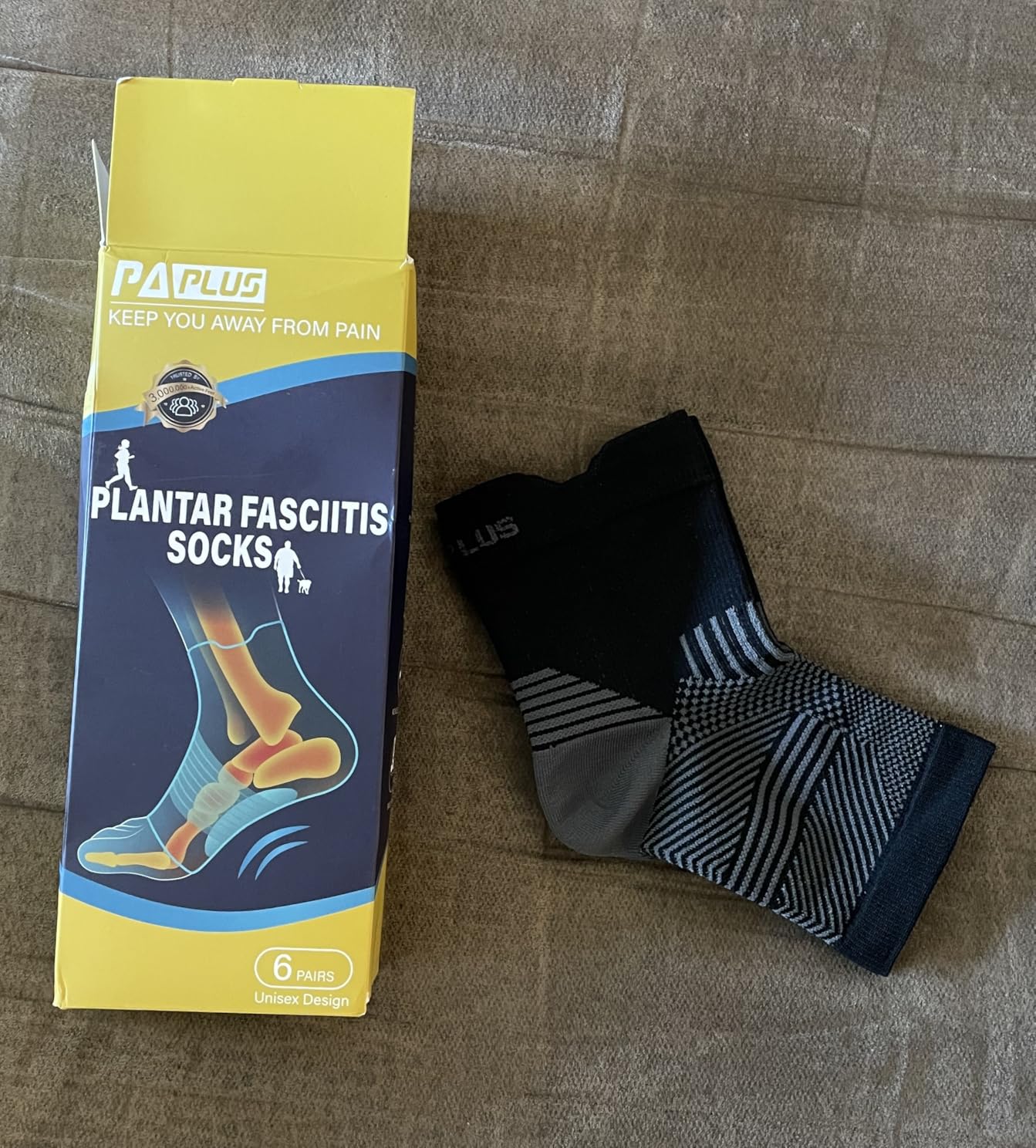 PAPLUS 6 Pairs Plantar Fasciitis Socks Women & Men - Foot Sleeve for Achilles Tendonitis Relief - Reduces Heel Spur Pain, Swelling - Ankle Brace with Arch Support for Sports Injury Recovery customer photo 2
