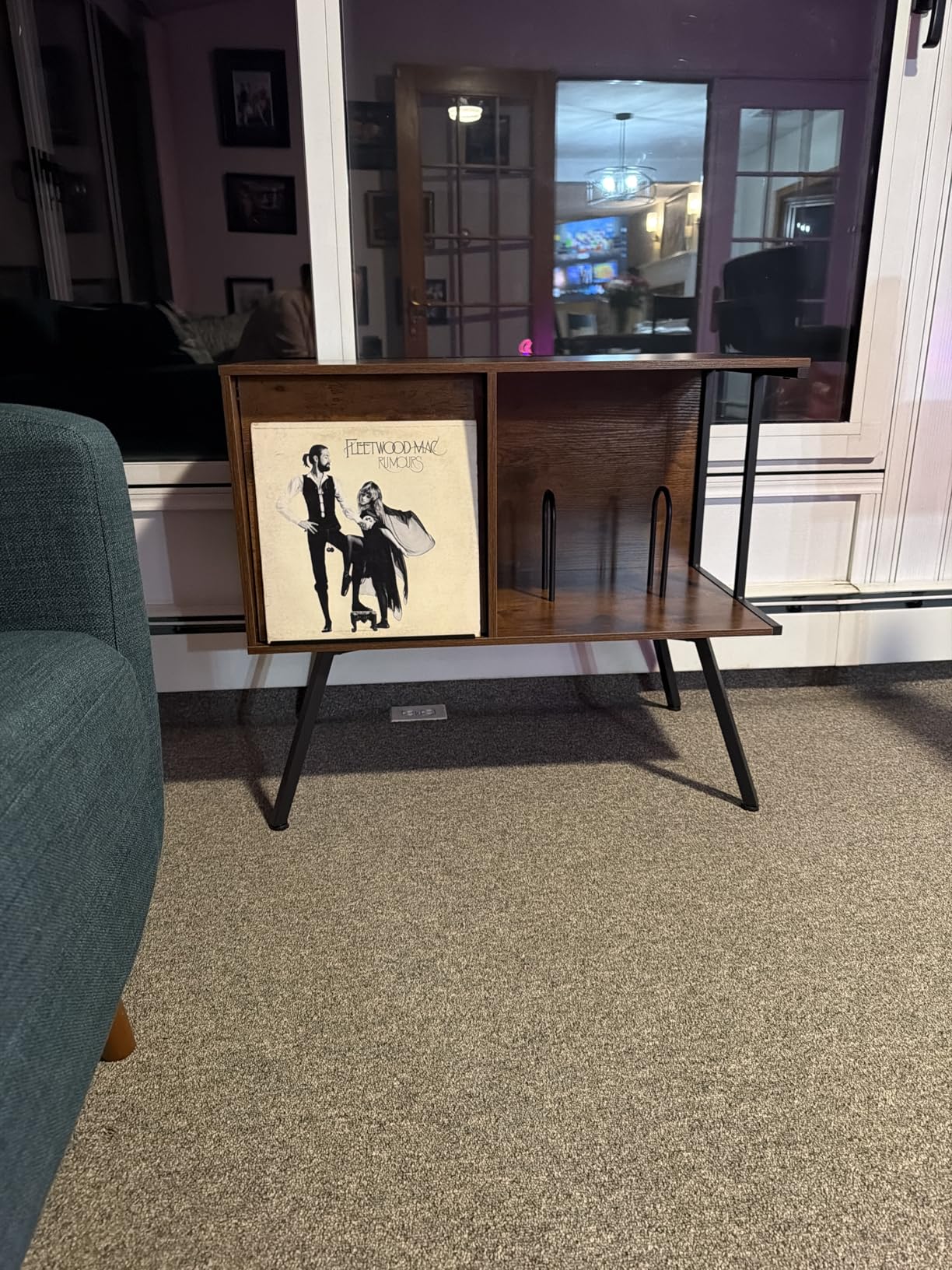Flip Top Record Player Stand, Large Record Storage Holds up to 300+ Albums, 3 Tier Vinyl Record Storage, Vintage Turntable Stand with Open Storage, for Living Room Bedroom, Rustic Brown customer photo 1