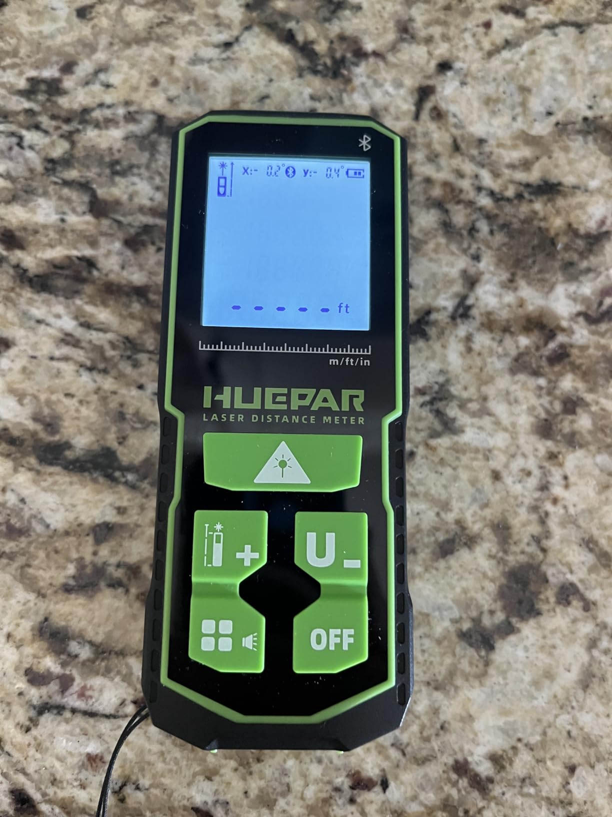 Huepar 330Ft Green Laser Measurement Tool with APP Control, Rechargeable Bluetooth Distance Meter ±1/16