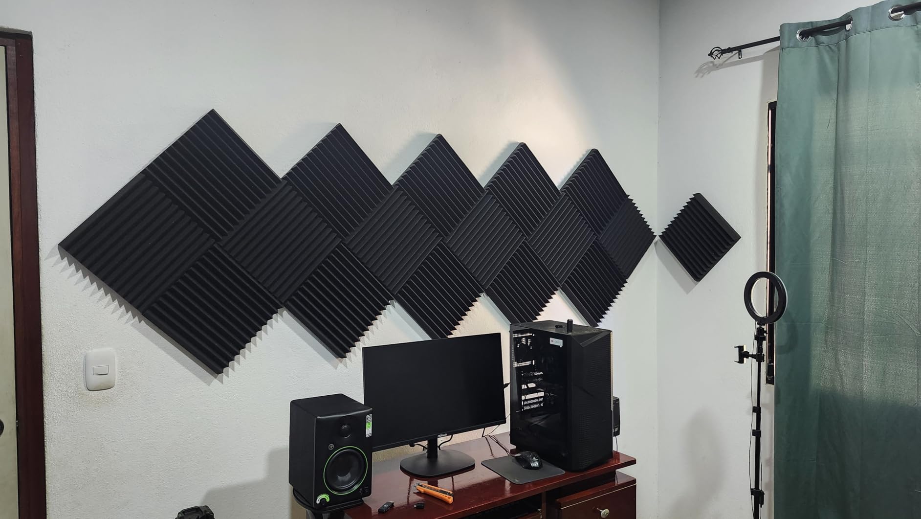 4Pack Fiberglass Acoustic Panels, Self Adhesive Sound Proof Foam Panels for Walls, Sound Dampening Panels for Studios, Office, Home Soundproofing Absorbing Noise Reducing, 23.6x11.8x2.5