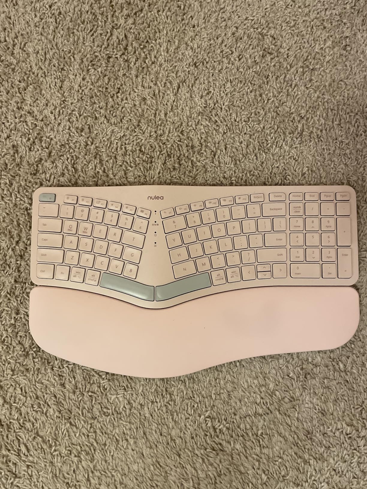 Nulea Wireless Ergonomic Keyboard, Split Keyboard with Cushioned Wrist Rest, USB and Bluetooth Connectivity, USB-C Rechargeable, Compatible with Windows Mac customer photo 1