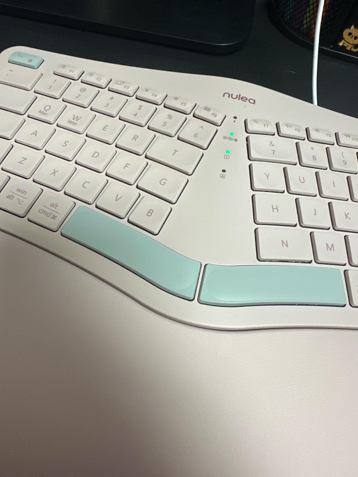 Nulea Wireless Ergonomic Keyboard, Split Keyboard with Cushioned Wrist Rest, USB and Bluetooth Connectivity, USB-C Rechargeable, Compatible with Windows Mac customer photo 2