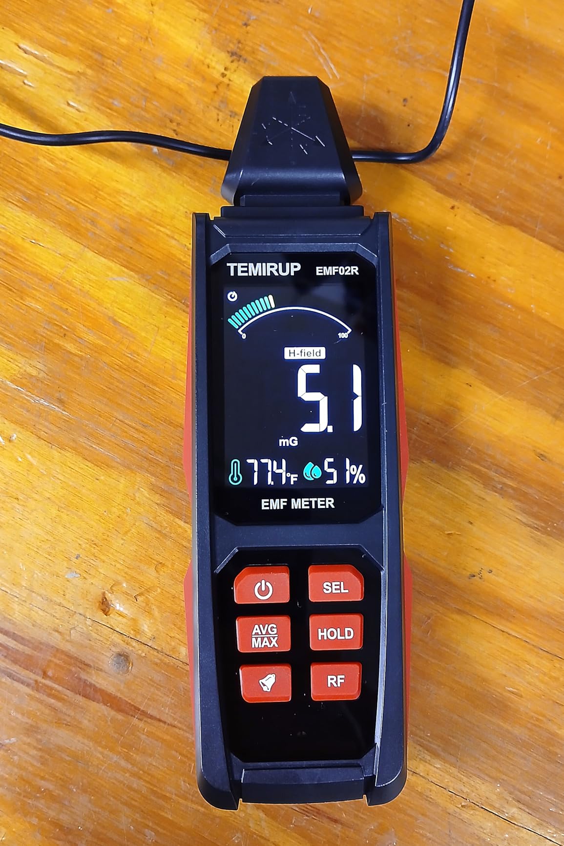 TEMIRUP 5 in 1 Handheld EMF Meter Radiation Detector, Detects EF, RF, MF, WiFi Signal, Temperature, Humidity with Color LCD customer photo 1