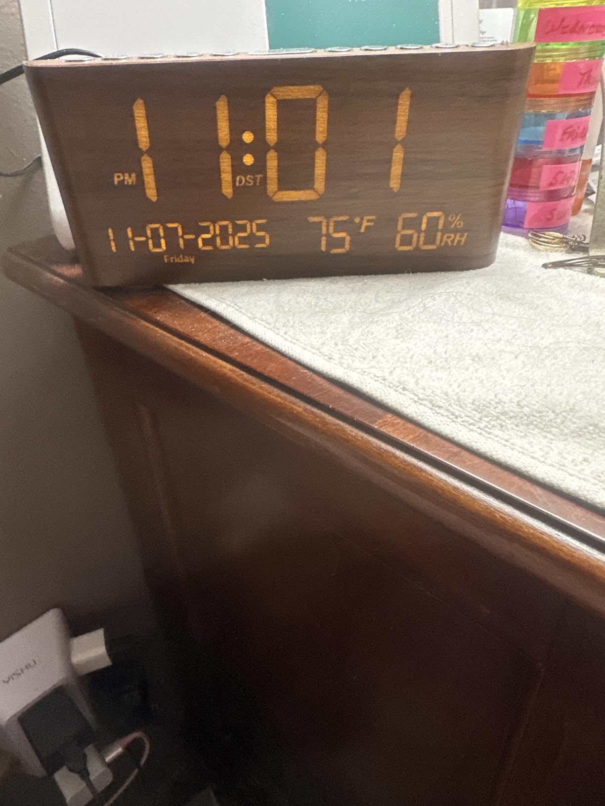 PPLEE 8.7inch Digital Alarm Clock for Bedroom-Digital Clock with Day of Week Month Year Humidity & Temperature Brightness Snooze 2 Alarm Clock & 2 USB Charger Desk Clock for Heavy Sleeper customer photo 1