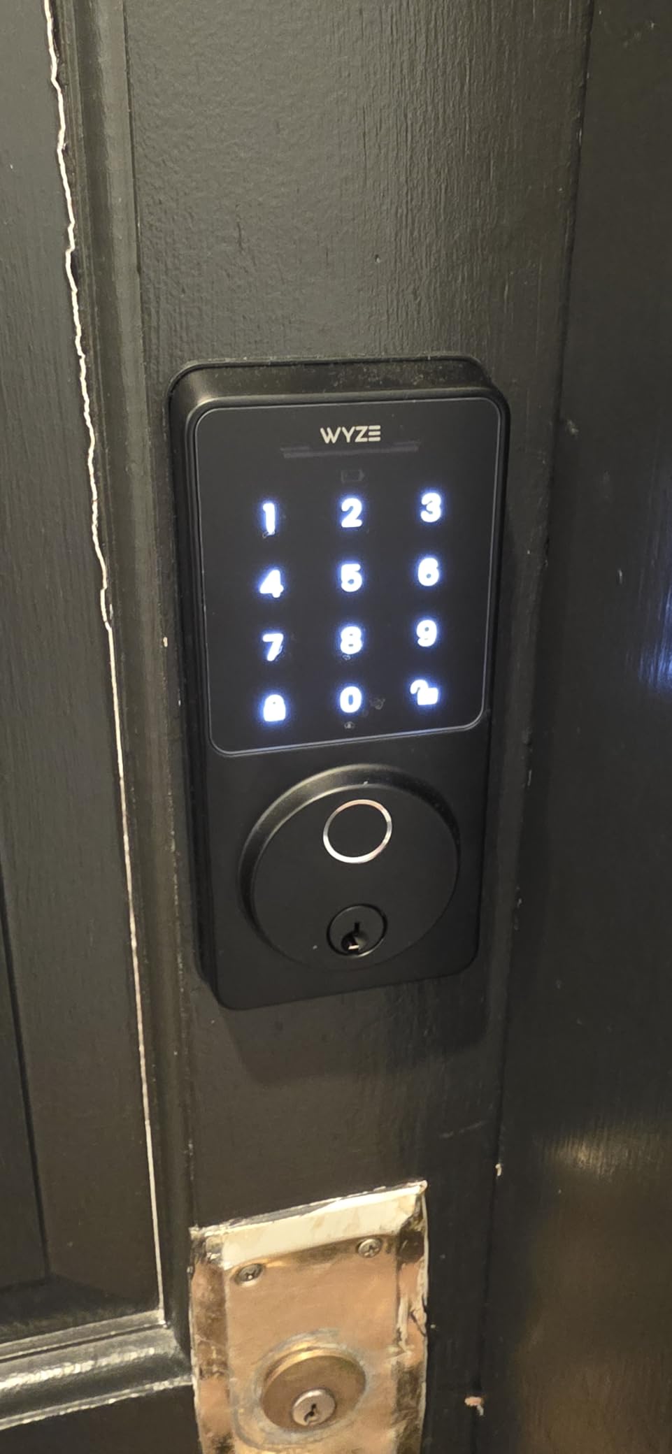 Wyze Auto-Lock Bolt v2, Fingerprint Keyless Entry Smart Lock, AI Learning Scanner with Wi-Fi Front Door Lock Deadbolt, Auto-Lock, 8 Months Battery, BHMA2, IP53, Anti-Peep Keypad, Backup Keys customer photo 2