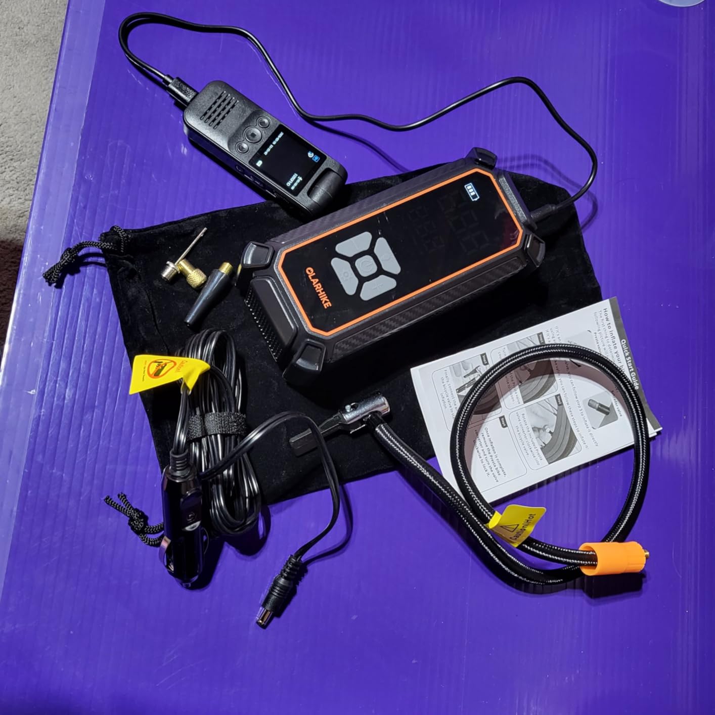 OlarHike Tire Inflator Portable Air Compressor, Dual Power-3 * 2000mAh & 12V DC | Lightning-Fast Inflation, Auto Shut-off, Cordless Air Pump for Car Tires, Bikes, Balls with LED & Digital Pressure Gauge customer photo 1