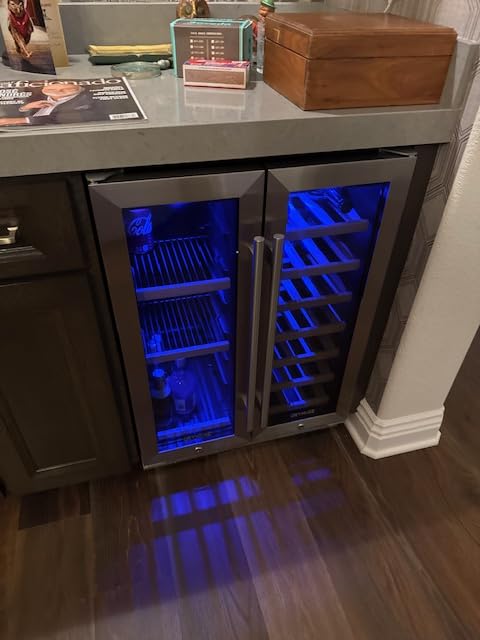 24 Inch Wine Cooler Refrigerator, 46 Bottle Dual Zone Wine Fridge with Stainless Steel Glass Door, Adjustable Shelves, Upgraded Compressor, Built-In Freestanding for Home, Bar, Kitchen customer photo 2