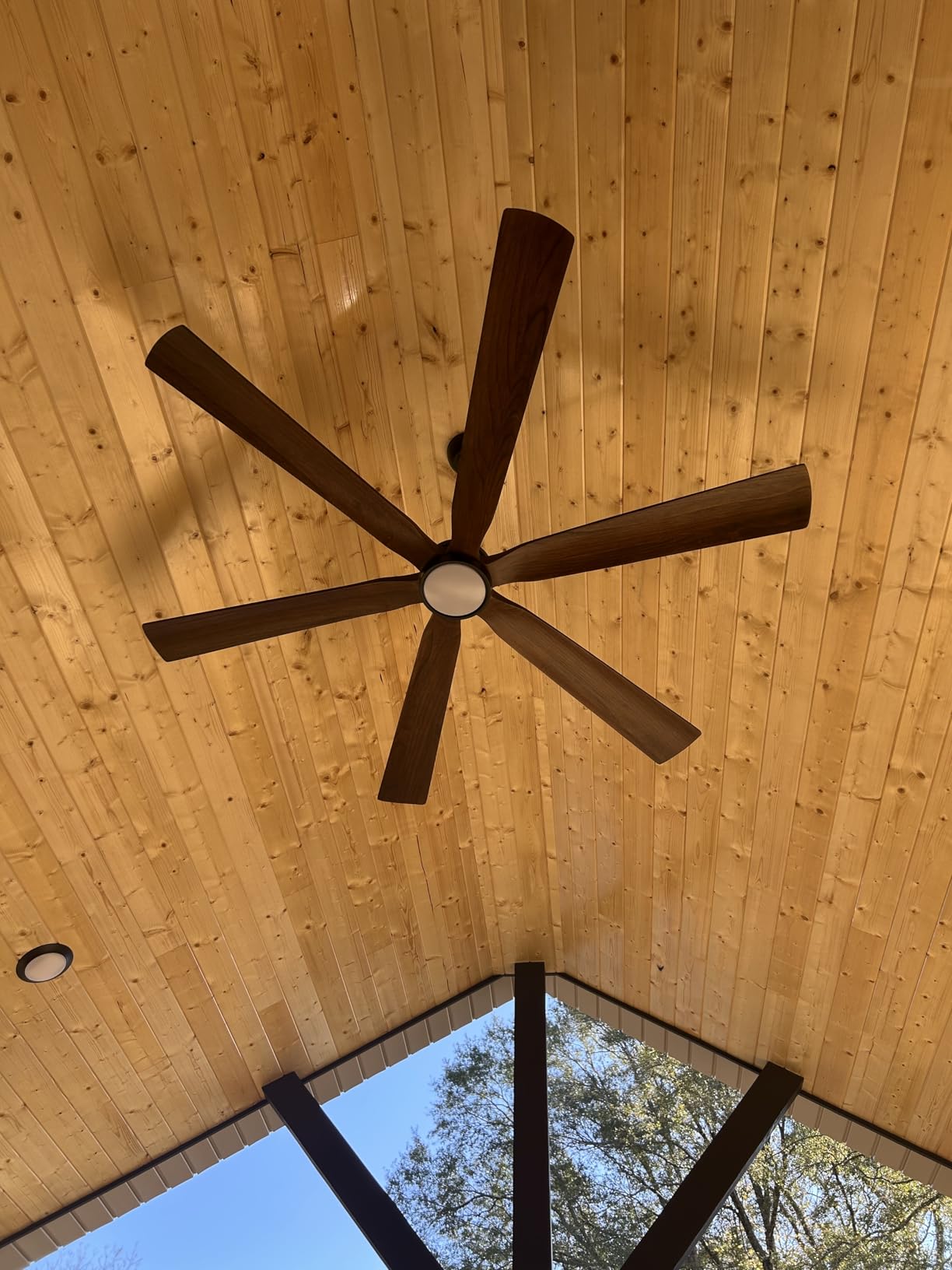 60 Inch Outdoor Ceiling Fan with Light, Damp Rated for Patio, Smart Alexa/App/Remote Control, 6 Walnut Solid Wood Blades, High 8268 CFM Quiet DC Motor, Modern Farmhouse Style for Indoor Exterior Porch customer photo 2