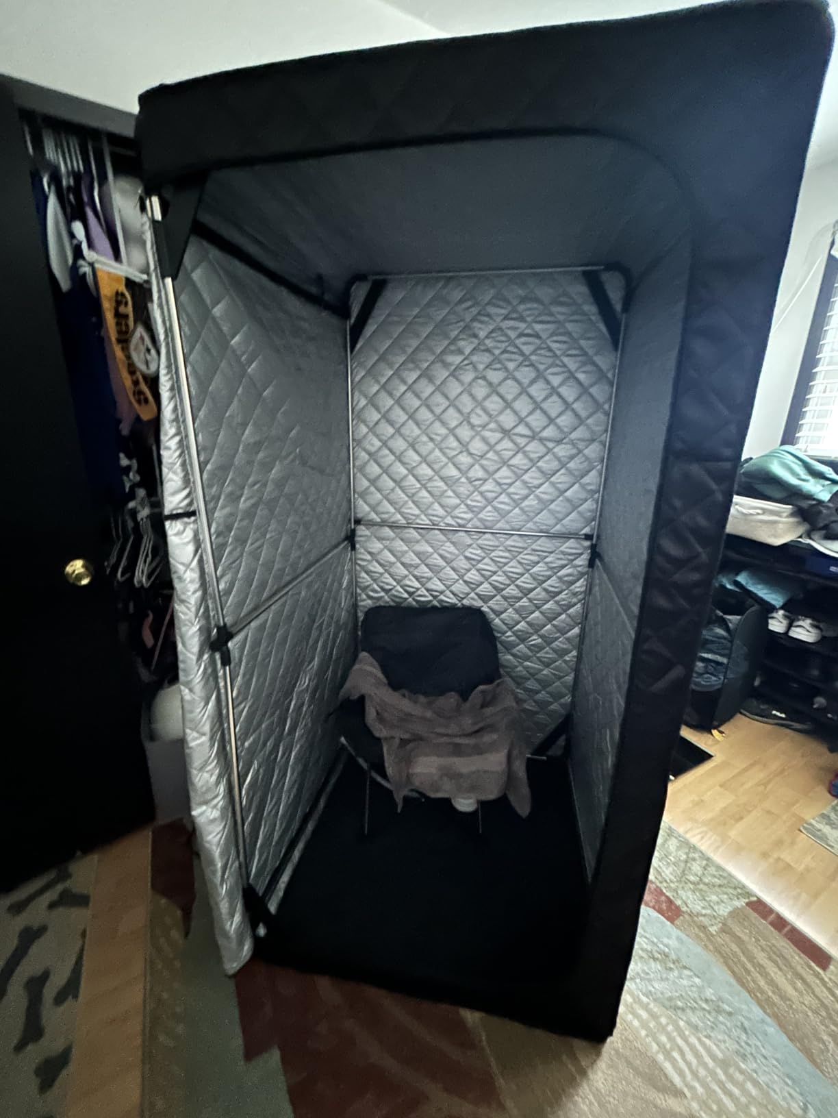 Upgraded Portable Sauna for Home, Large Size Personal Sauna Box with 3L 1300W Steamer, Big Folding Chair, 9 Levels Heat, Full Body Steam Room Tent for Home Relaxation Spa 3'x3'x5.9' Black customer photo 1
