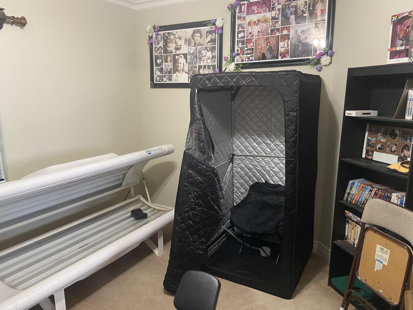 Upgraded Portable Sauna for Home, Large Size Personal Sauna Box with 3L 1300W Steamer, Big Folding Chair, 9 Levels Heat, Full Body Steam Room Tent for Home Relaxation Spa 3'x3'x5.9' Black customer photo 2