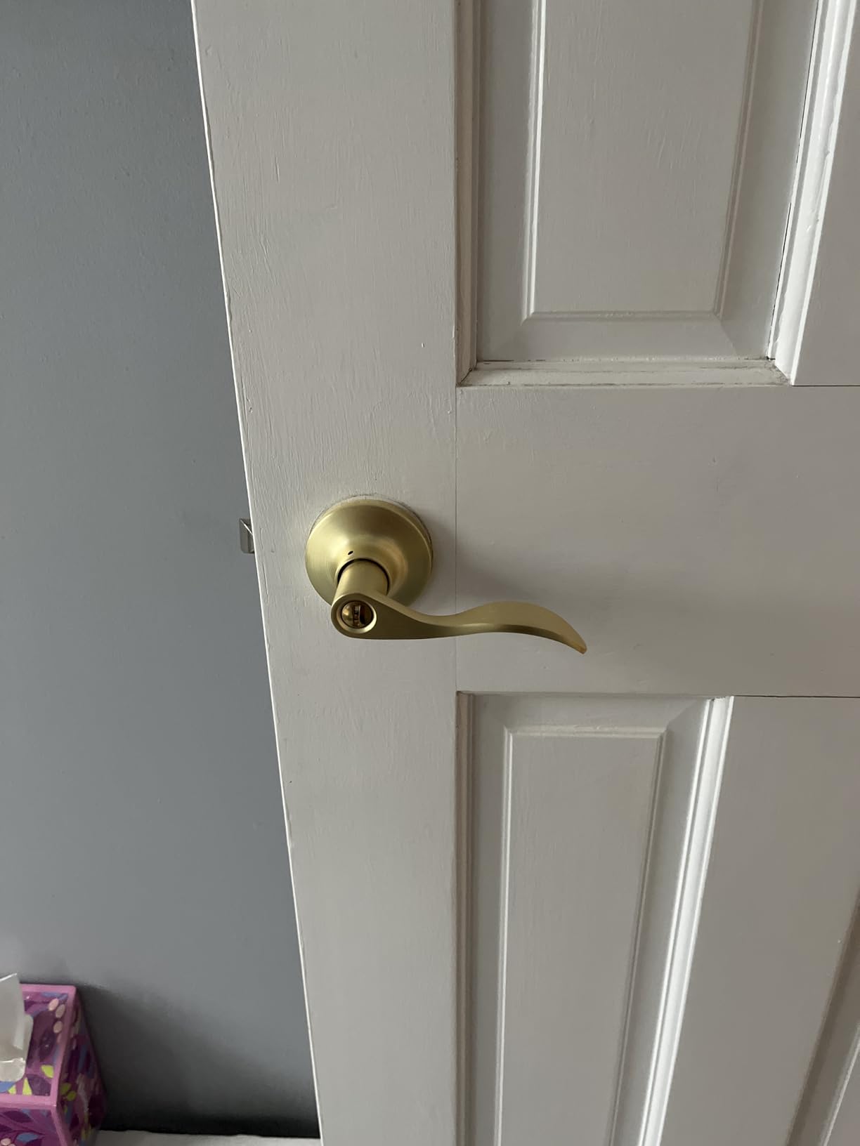 Mengico 10 Pack Gold Modern Interior Passage Door Handles, Keyless Door Knob for Hallway & Closet, Wave Style Non-Locking Door Lever Reversible for Left & Right Handed customer photo 1