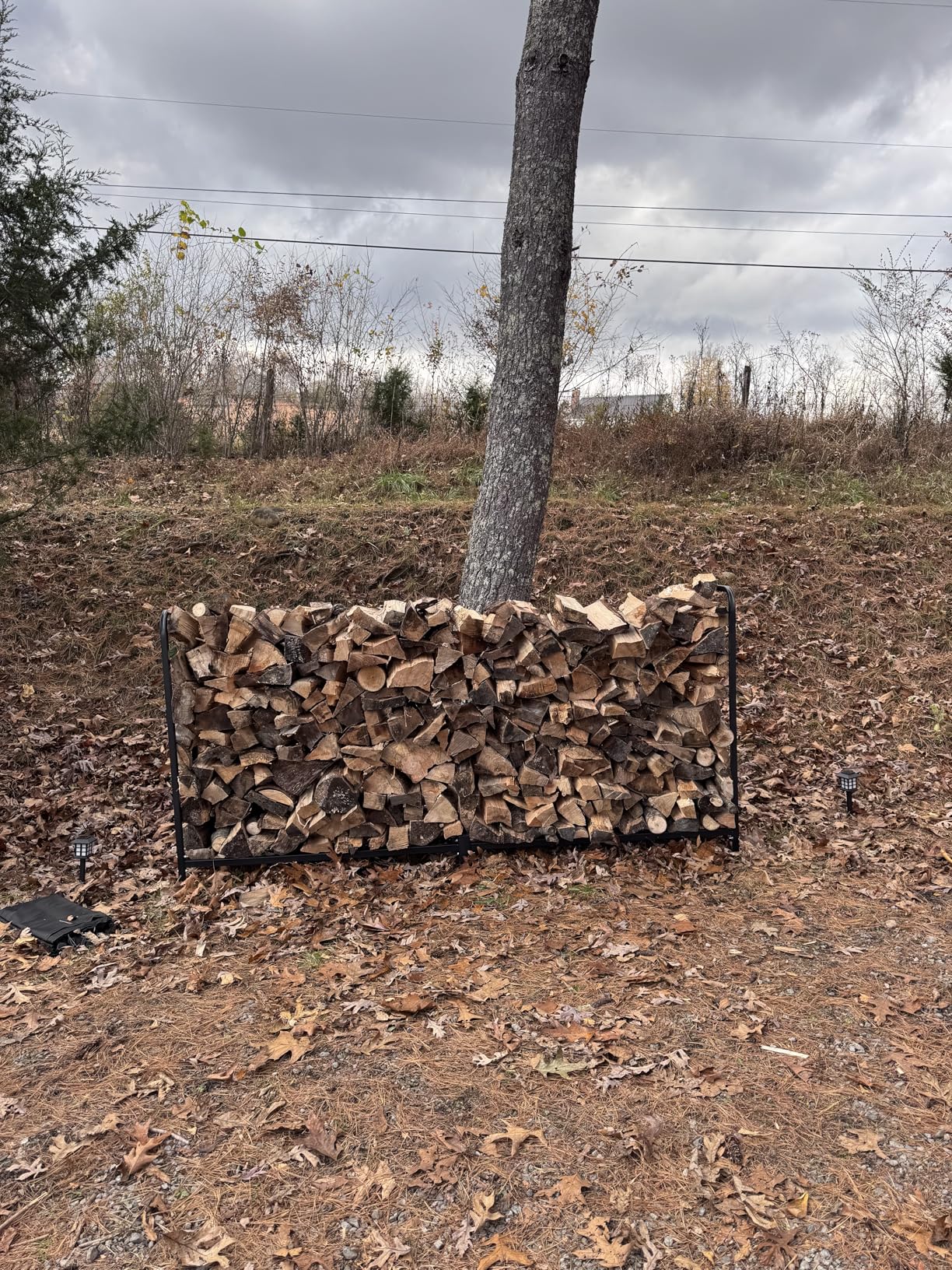 8ft Firewood Rack Outdoor with Cover, Heavy Duty Square Metal Wood Storage Log Holder Stacker, Indoor/Outdoor Use customer photo 2