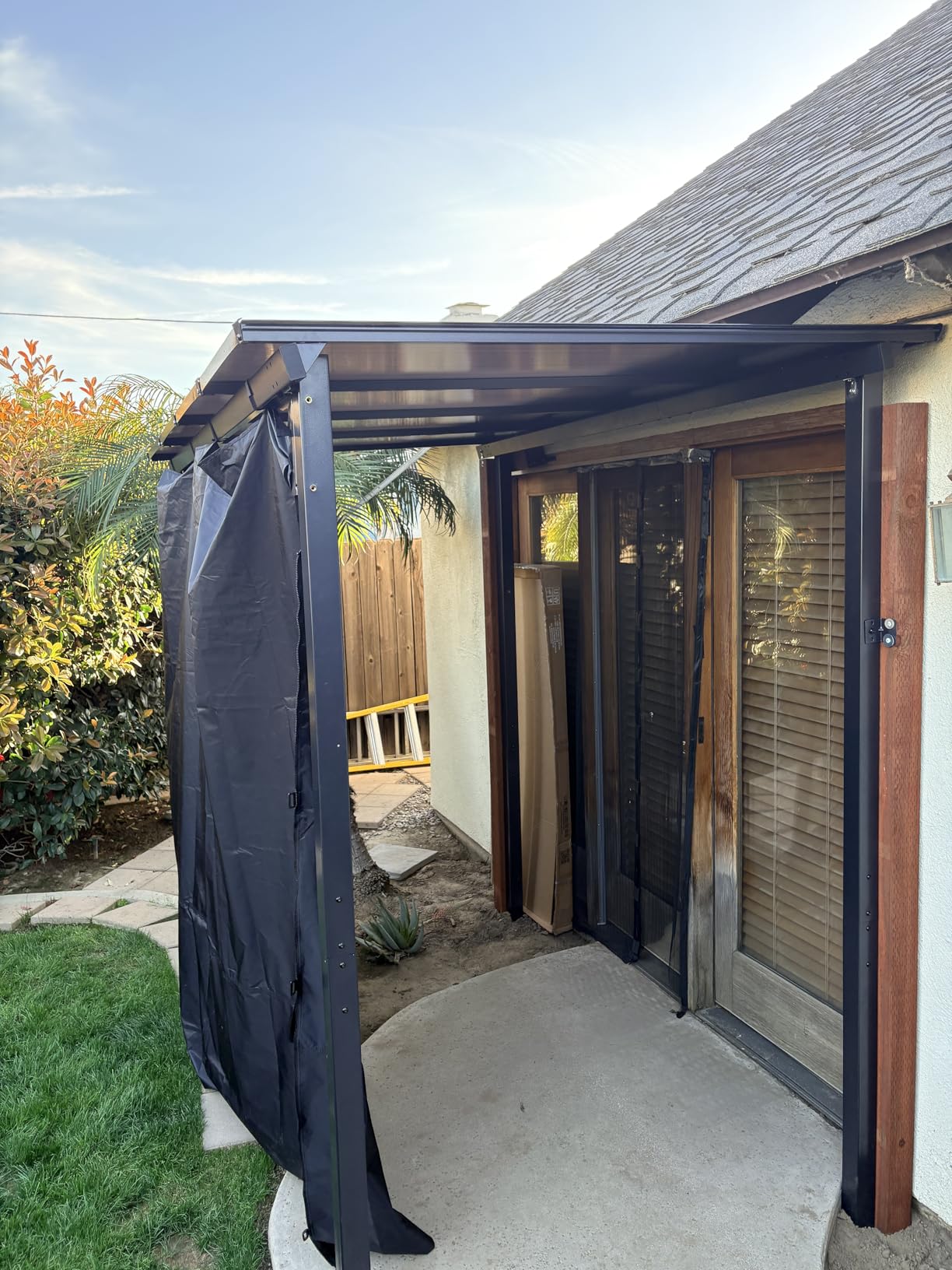Aoxun 8'x 5' Premium Gazebo with Aluminum Top Frame & Polycarbonate Panel, Wall Mounted Gazebos Pergola, Outdoor Patio Lean to Gazebo, Awnings with Sloped Roof, for Backyard, Porch, Deck customer photo 2