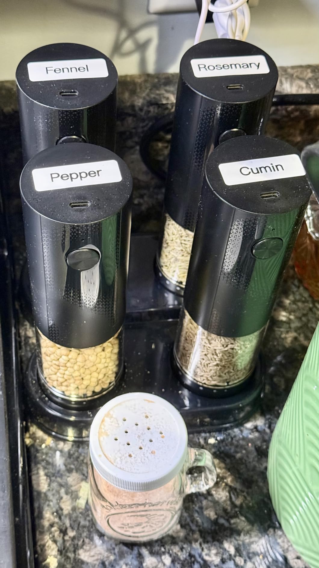 Electric Salt and Pepper Grinder Set - Rechargeable Automatic Salt and Pepper Shakers, Kitchen Appliances with External Adjustable Coarseness, Larger Hopper for Cooking, Home Gifts(2 Pack,Black/Black) customer photo 1