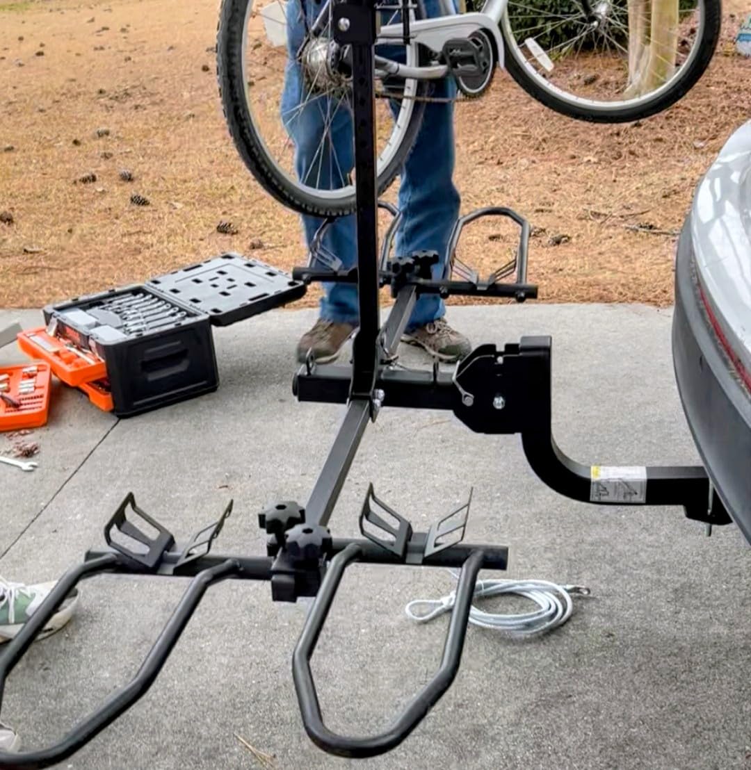 WELLUCK Bike Rack for Car,200LB 2 Ebike Rack Hitch with Up to 5-inch Fat Tire,Folding Hitch Mount Anti-Theft Bike Rack for RV Trucks SUV -2
