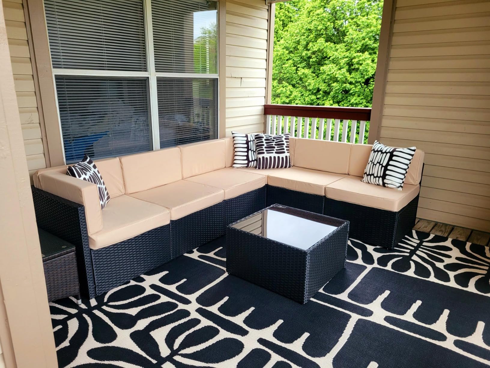 Pamapic 7 Piece Outdoor Sectional Sofa Set, All-Weather Patio Furniture with Washable Cushions, Waterproof Brown Rattan Wicker Conversation Set for Backyard, Poolside, Gray Cushion customer photo 1